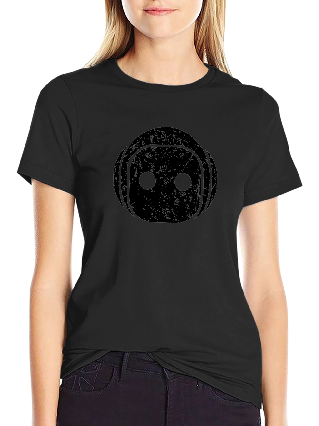 Black Black Robot Face Graphic T-Shirt view 2