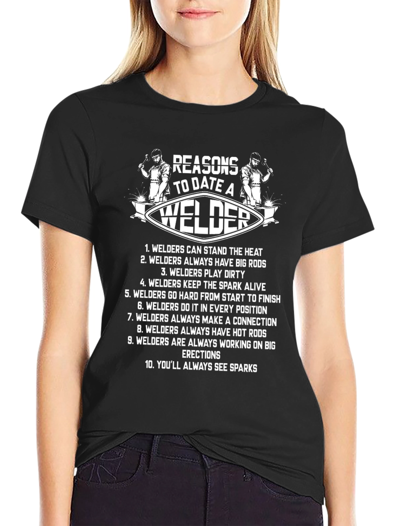 Black Reasons to Date a Welder Graphic T-Shirt view 2