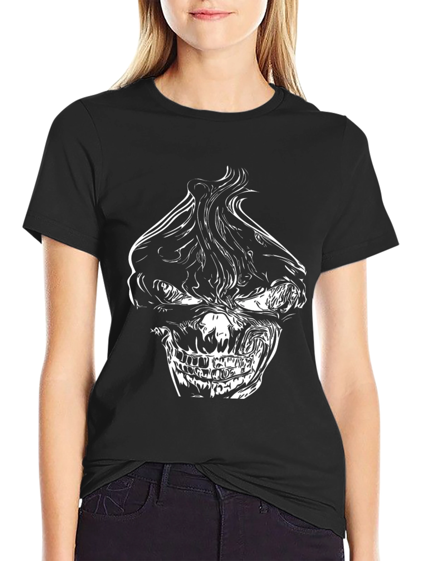 Black Skull Graphic Black T-Shirt view 2