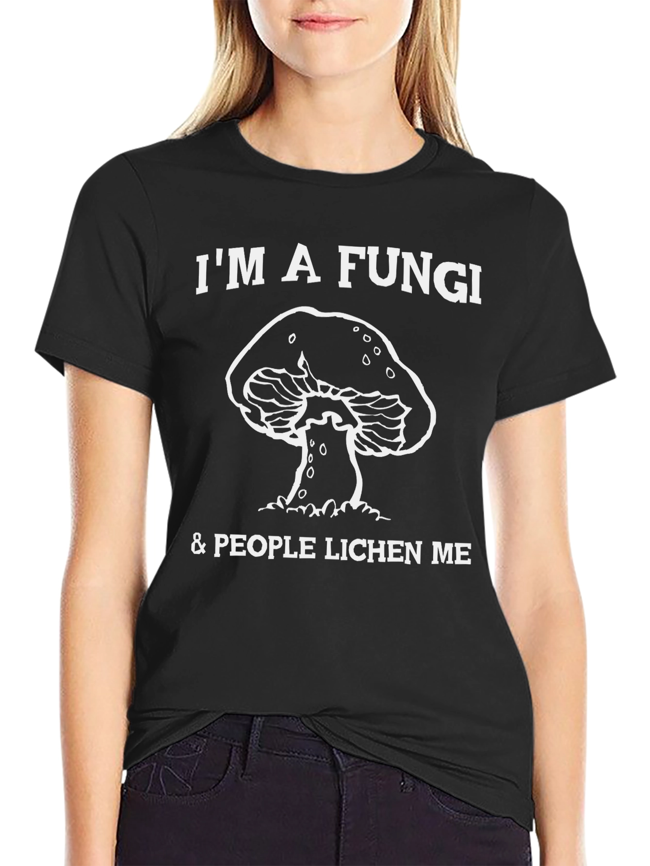 Black Funny Fungi T-Shirt - Mushroom Humor Tee view 2