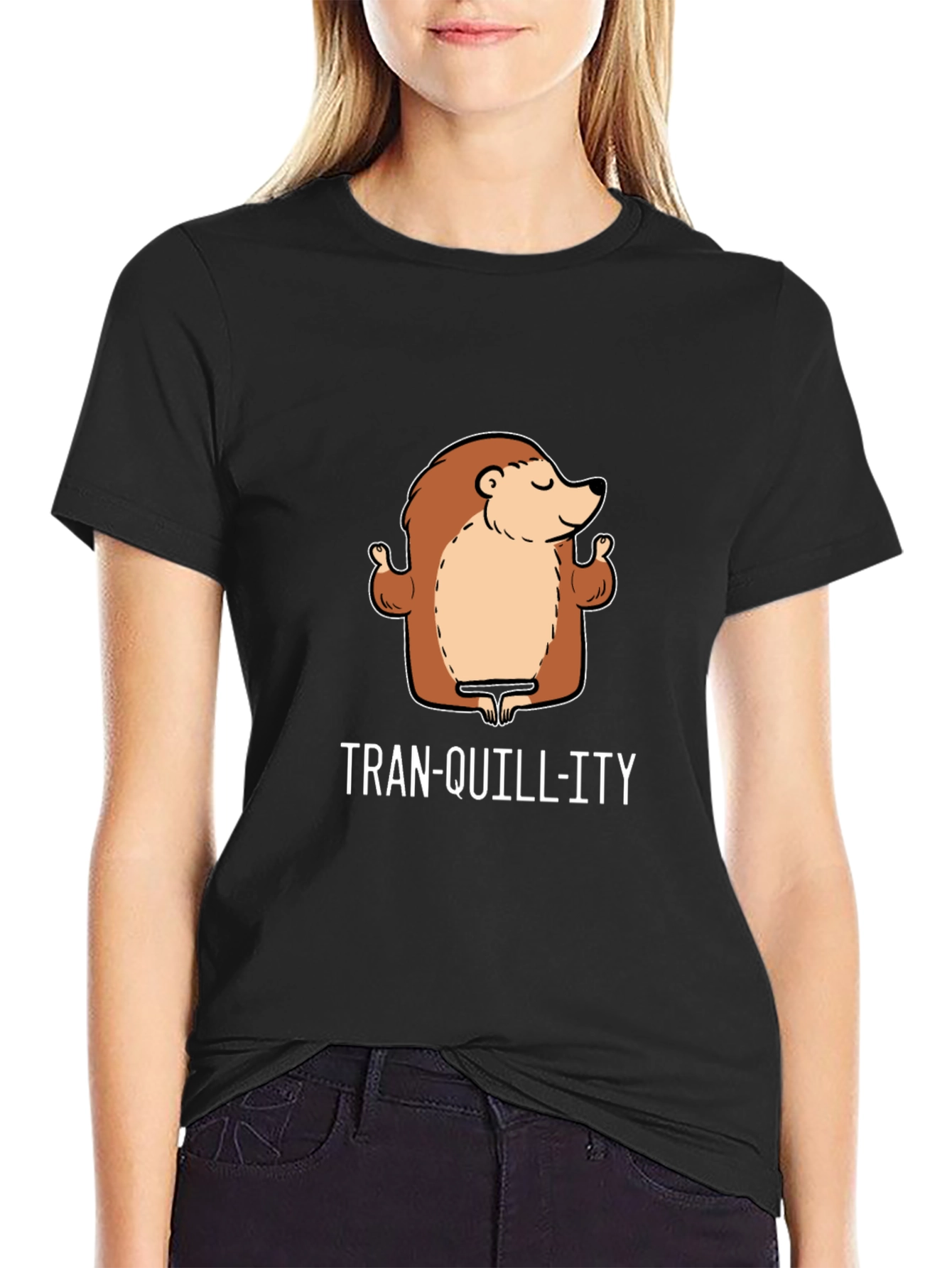Black Tranquillity Hedgehog Black T-Shirt - Relax and Unwind view 2