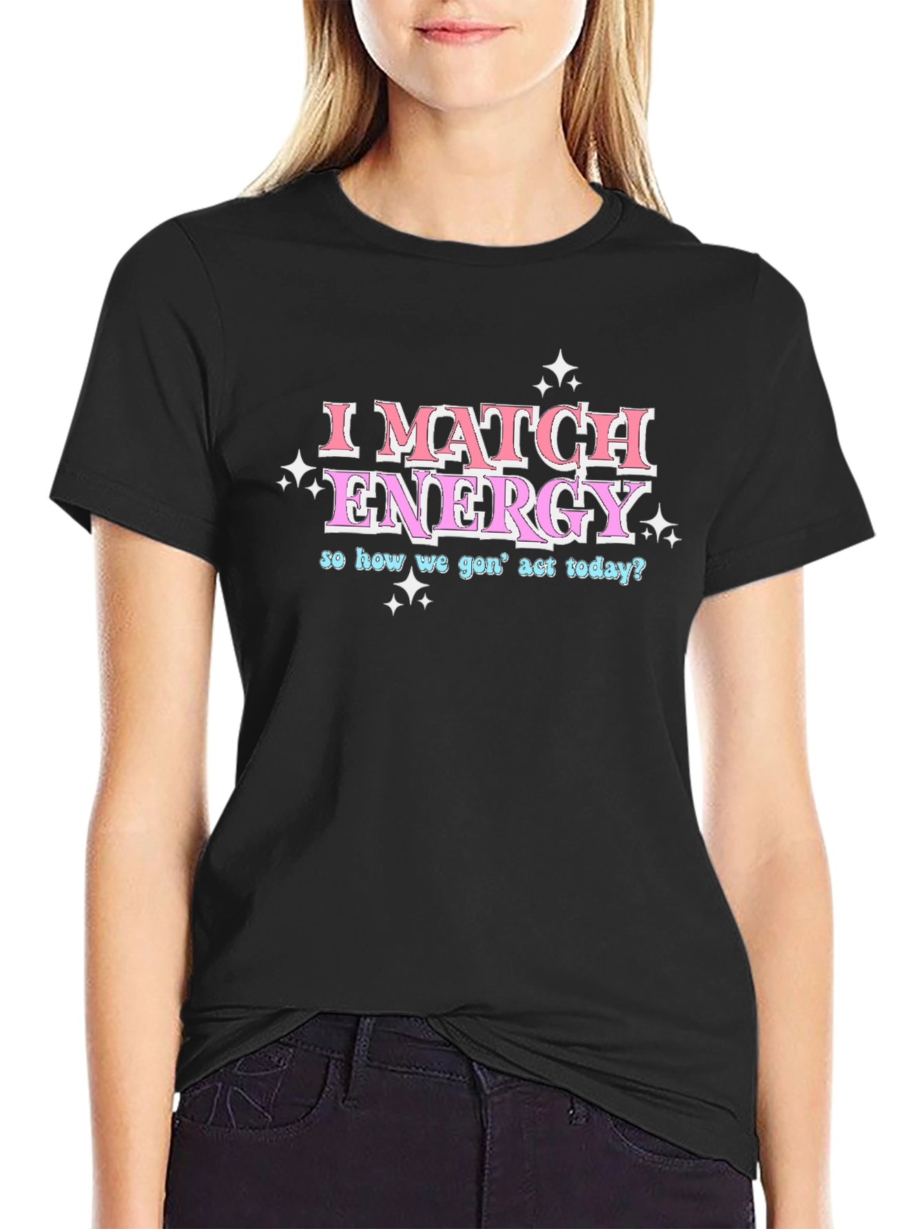 Black I Match Energy Graphic Tee view 2