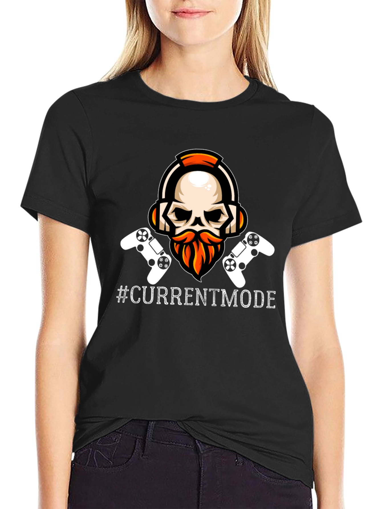 Black Gamer Skull T-Shirt - Current Mode Activated view 2
