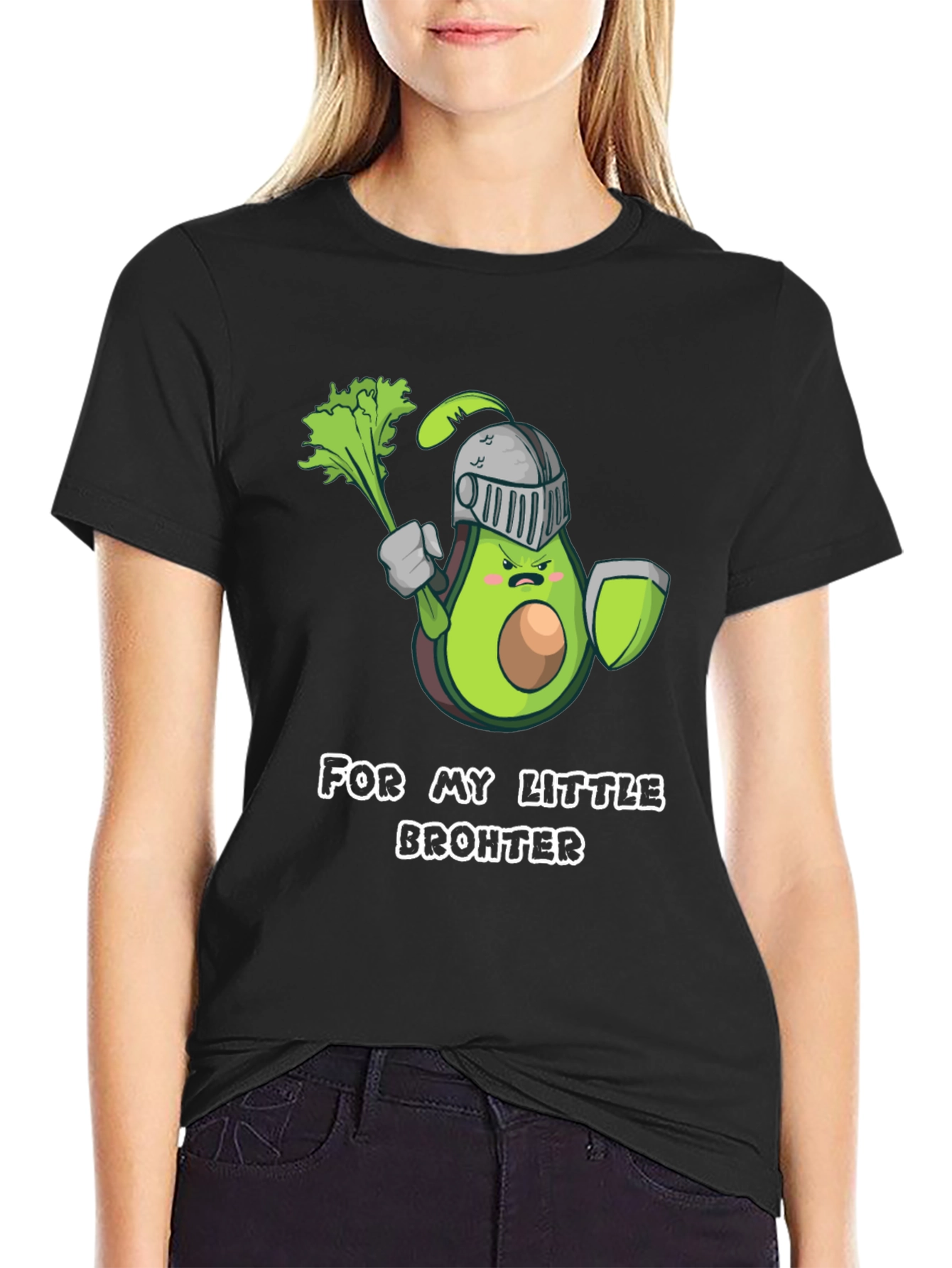 Black Avocado Knight T-Shirt - For My Little Brohter view 2
