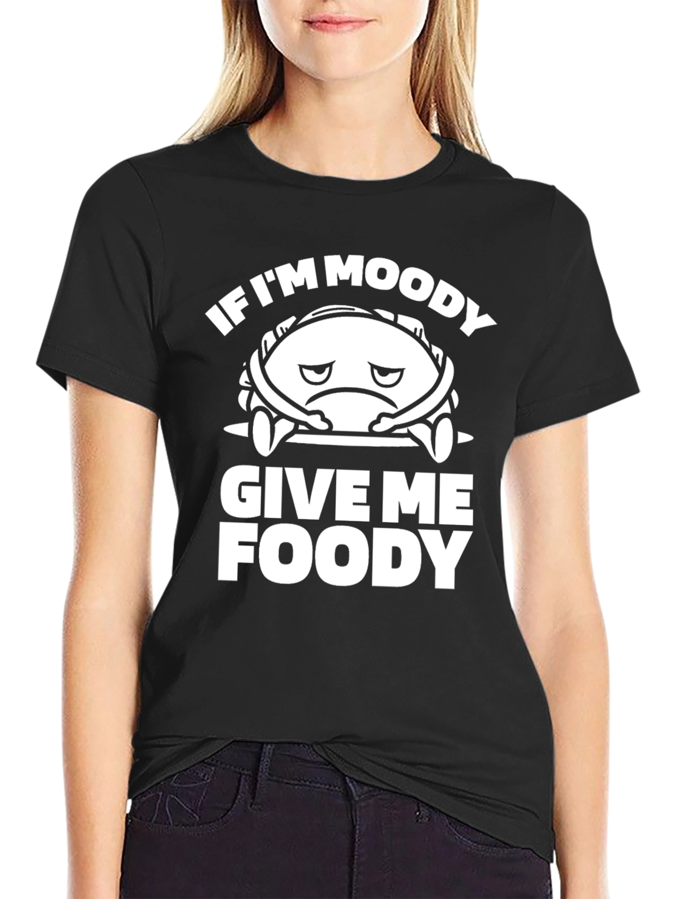 Black Moody Foody Graphic Tee - Funny Unisex T-Shirt view 2