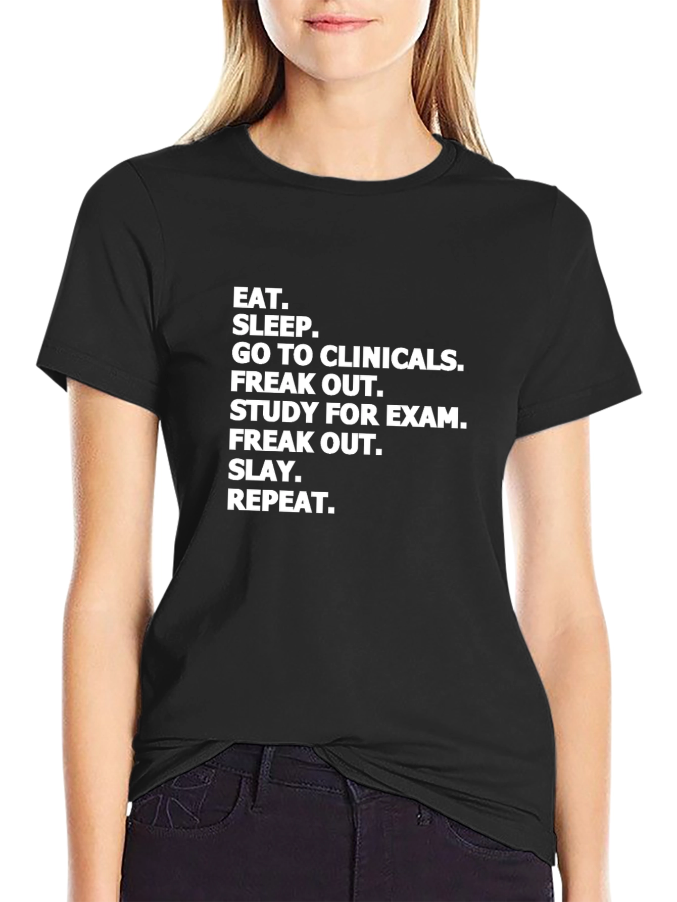 Black Eat Sleep Clinicals T-Shirt view 2