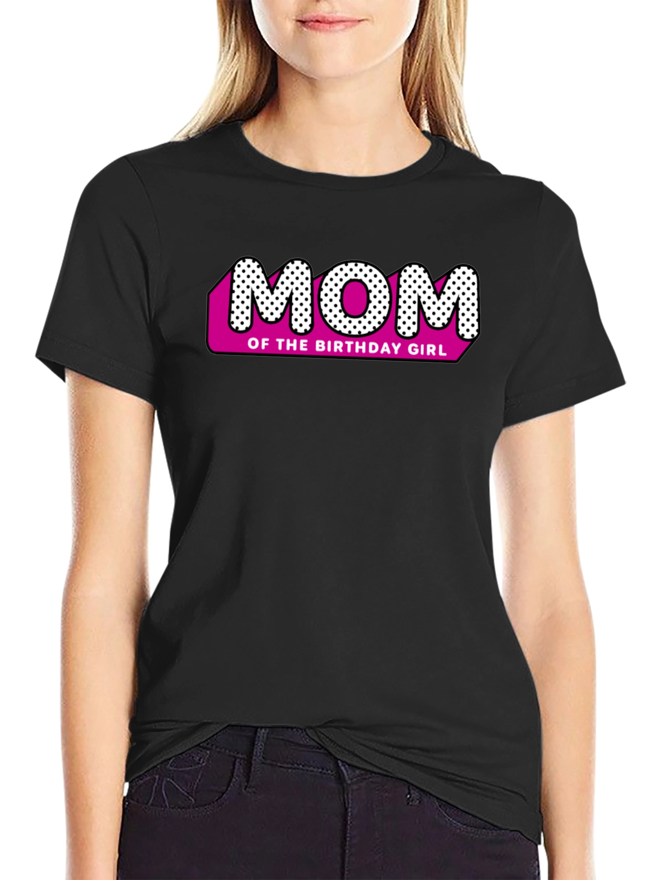 Black Mom of the Birthday Girl Black T-Shirt view 2