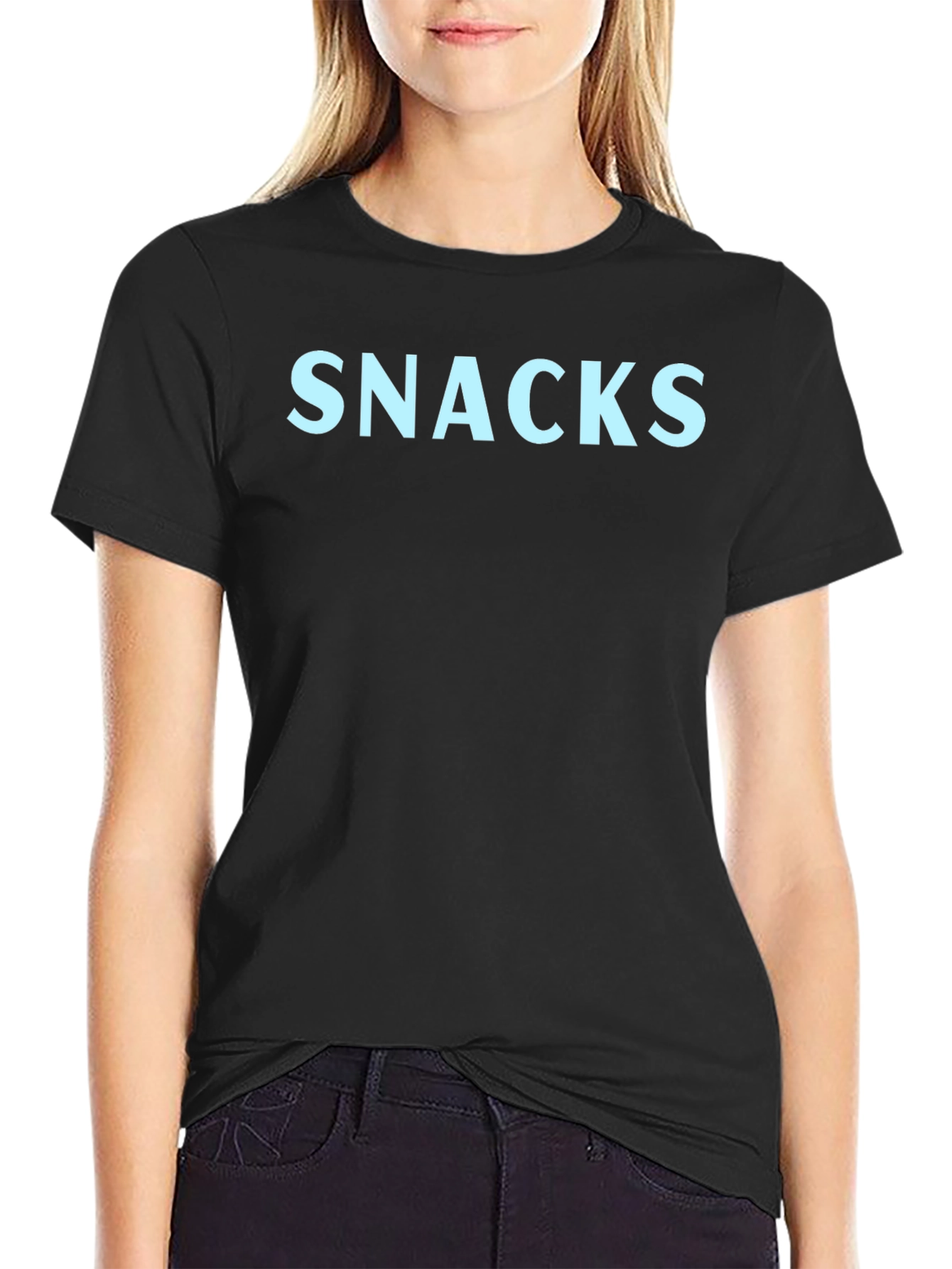 Black Snacks Graphic Print Black T-Shirt view 2