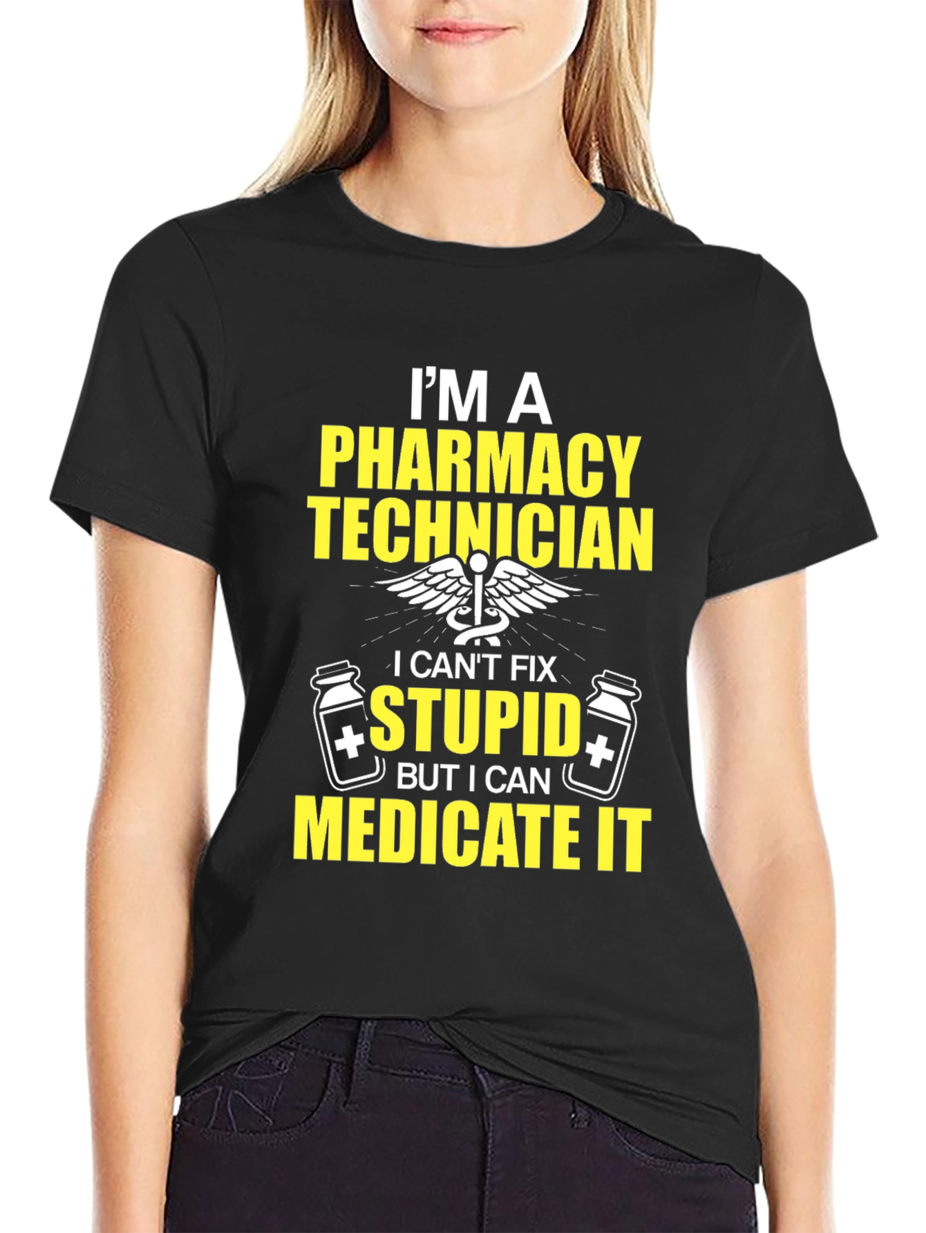 Black Pharmacy Technician T-Shirt - Medicate It view 2