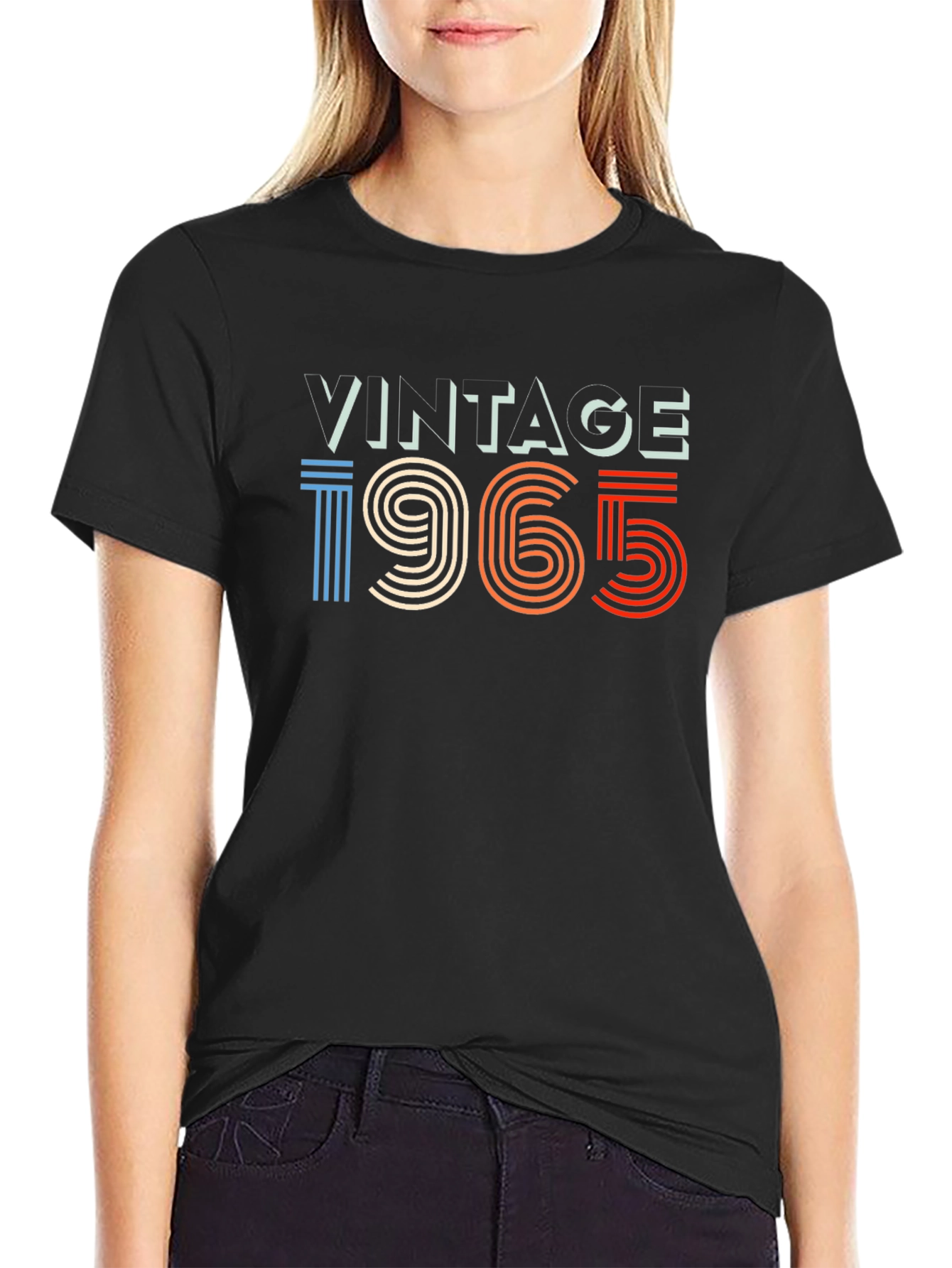 Black Vintage 1965 Graphic Tee - Retro Style Black T-Shirt view 2