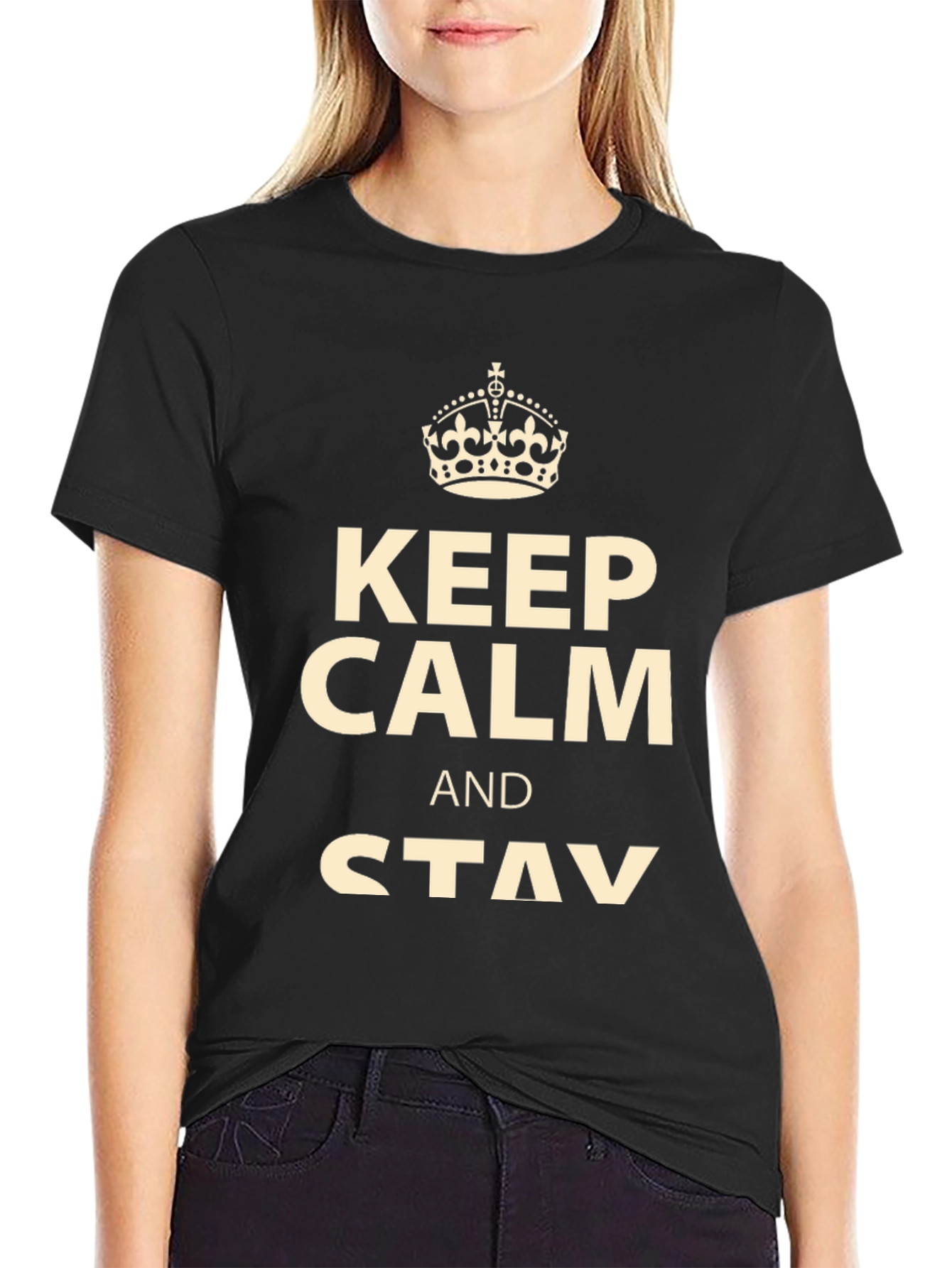 Black Keep Calm and Stay T-Shirt - Men's Graphic Tee view 2
