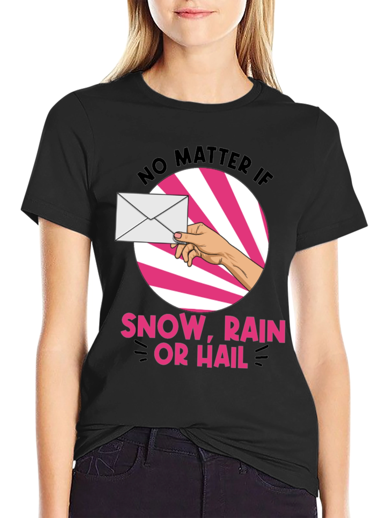 Black Mail Carrier T-Shirt: Snow, Rain or Hail view 2