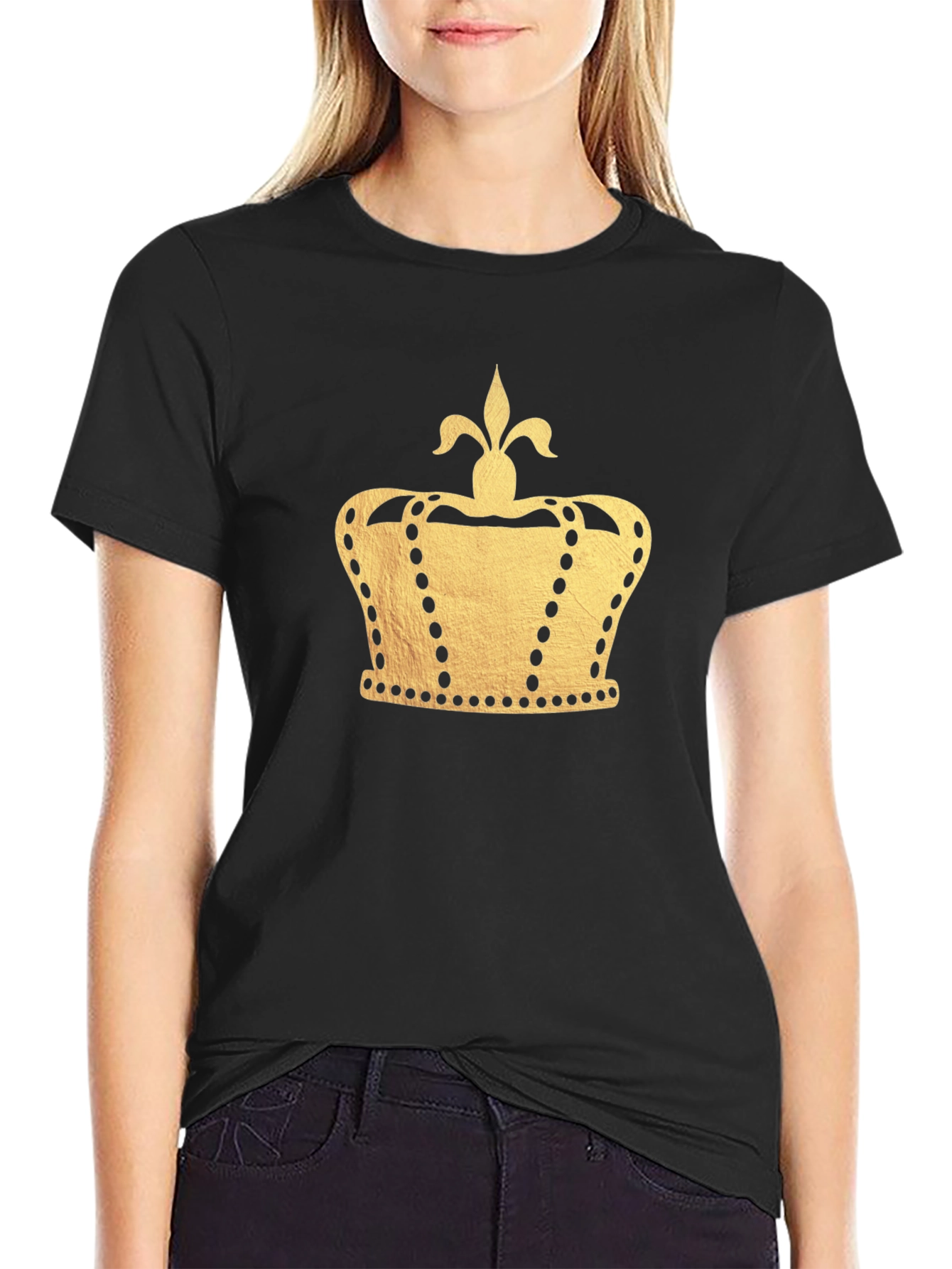 Black Gold Crown Graphic Black T-Shirt view 2
