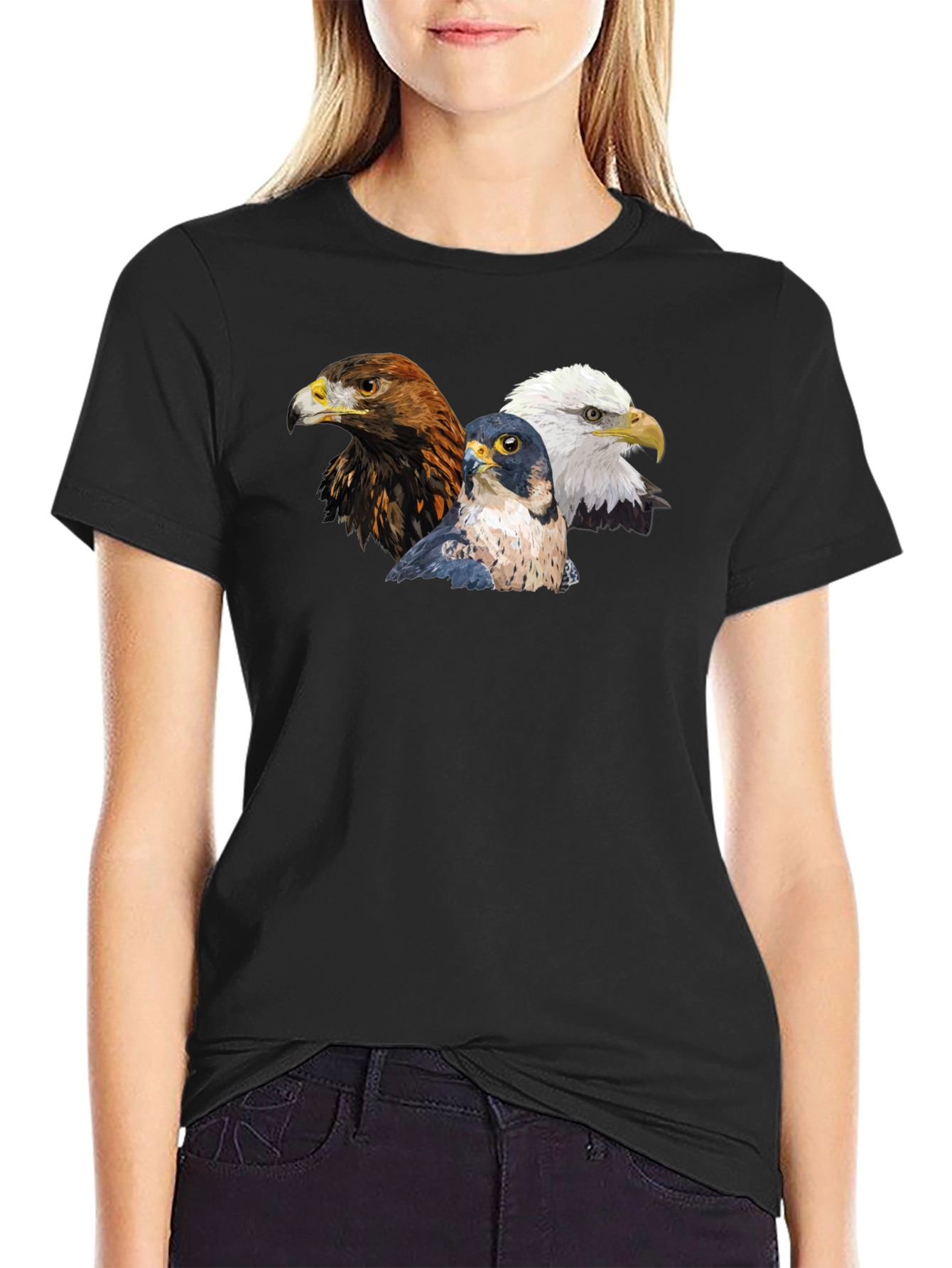 Black Eagle Falcon Bird T-Shirt view 2