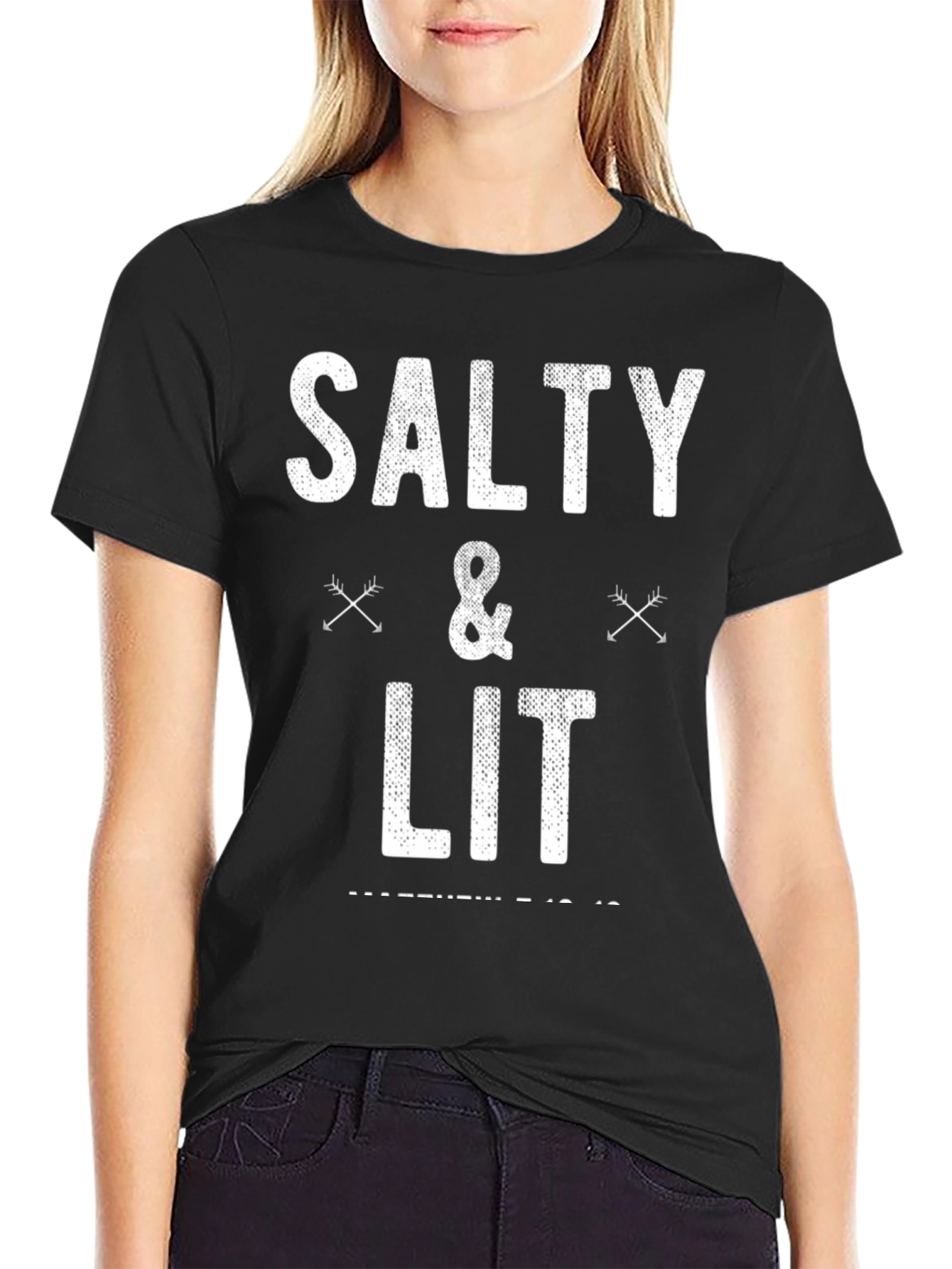 Black Salty & Lit Graphic Tee - Trendy Casual Wear view 2