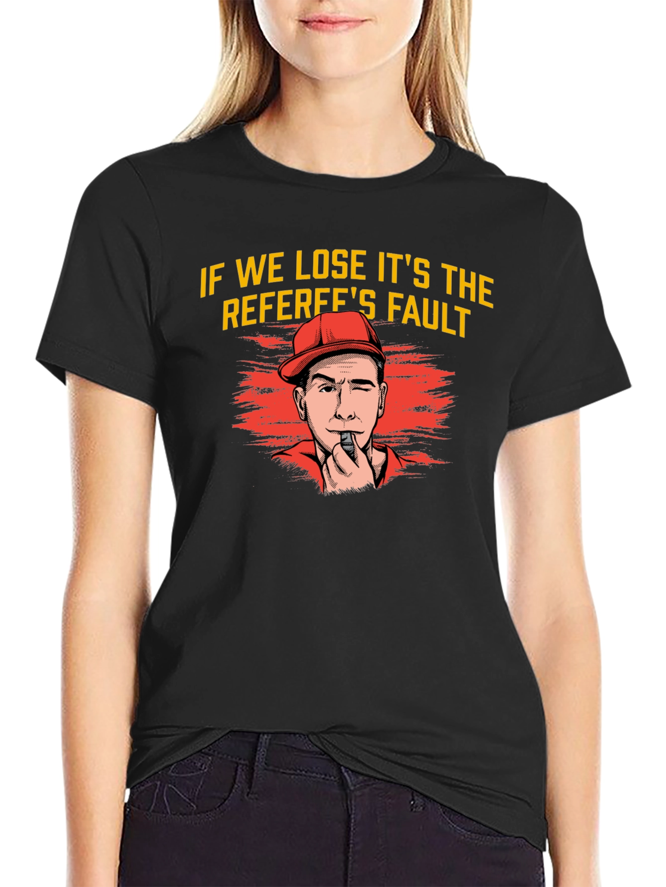 Black Referee's Fault T-Shirt - Funny Sport Tee view 2