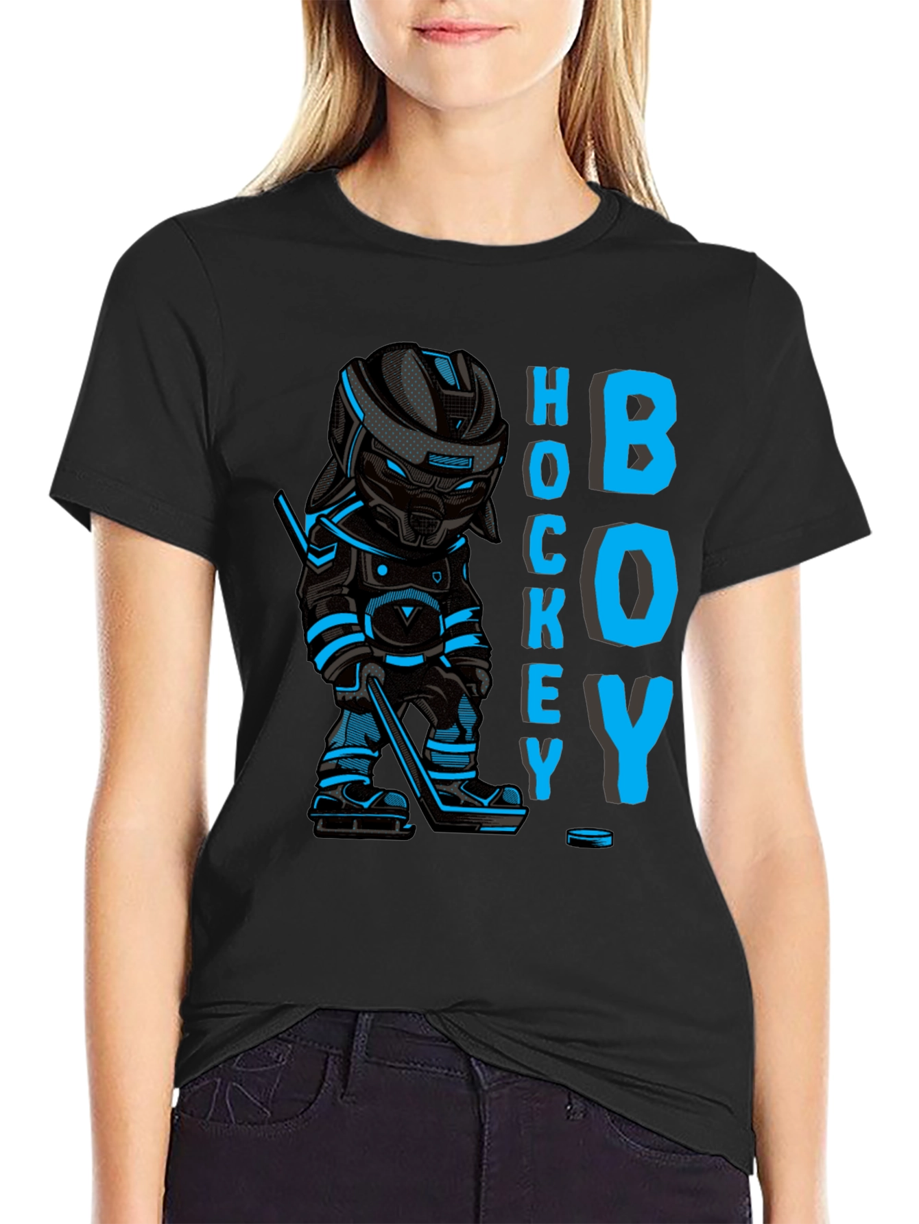 Black Hockey Boy Graphic T-Shirt view 2