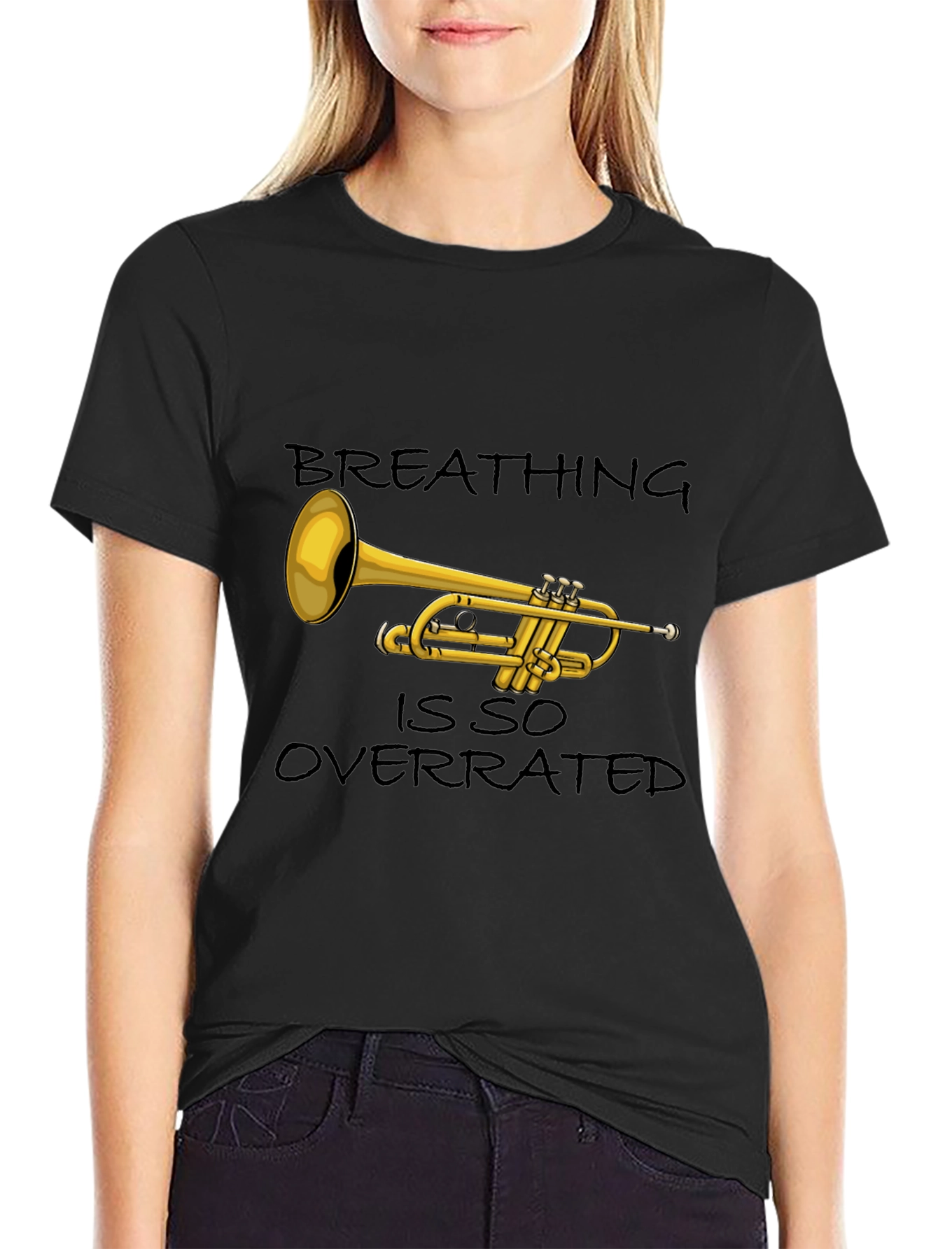 Black Breathing is so Overrated Trumpet T-Shirt view 2