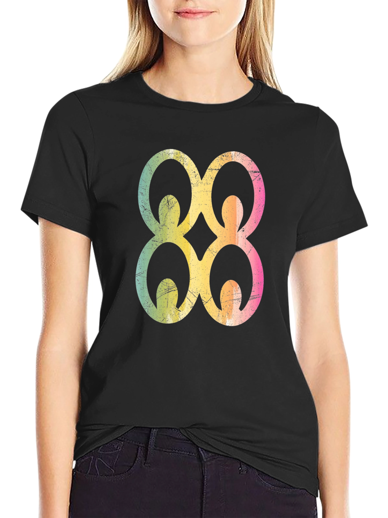 Black Adinkra Symbol Graphic Tee - Black view 2
