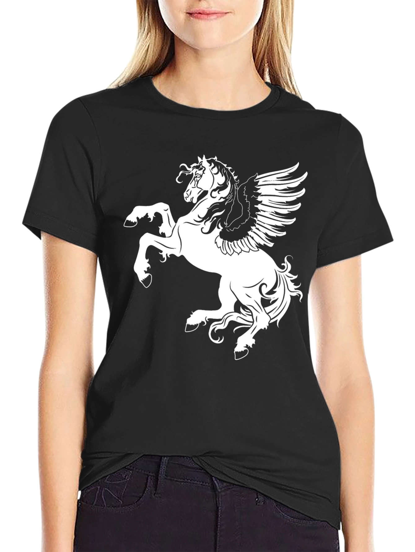 Black Black Pegasus Graphic Tee | Men's Casual Shirt view 2