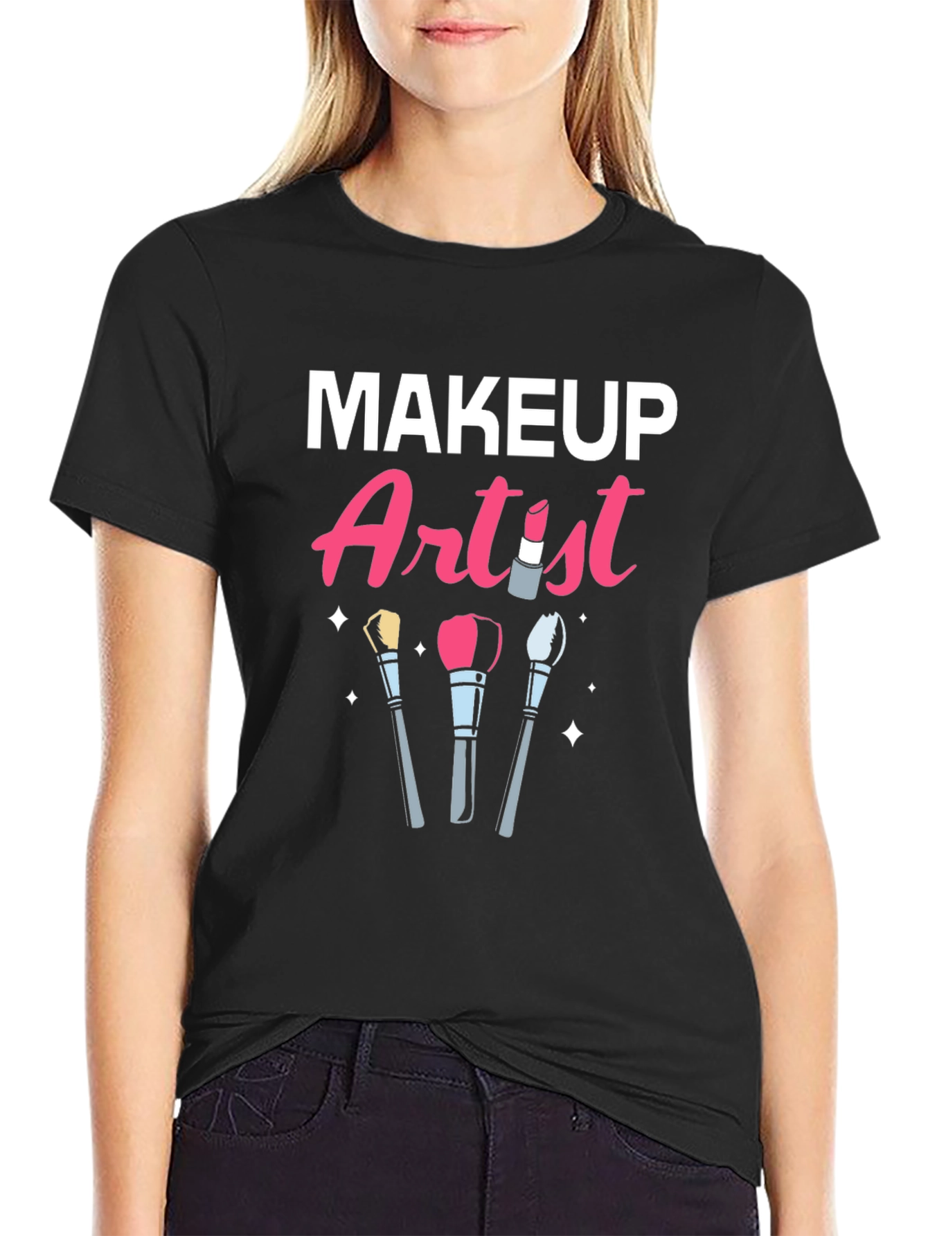 Black Makeup Artist T-Shirt | Cosmetology Tee view 2