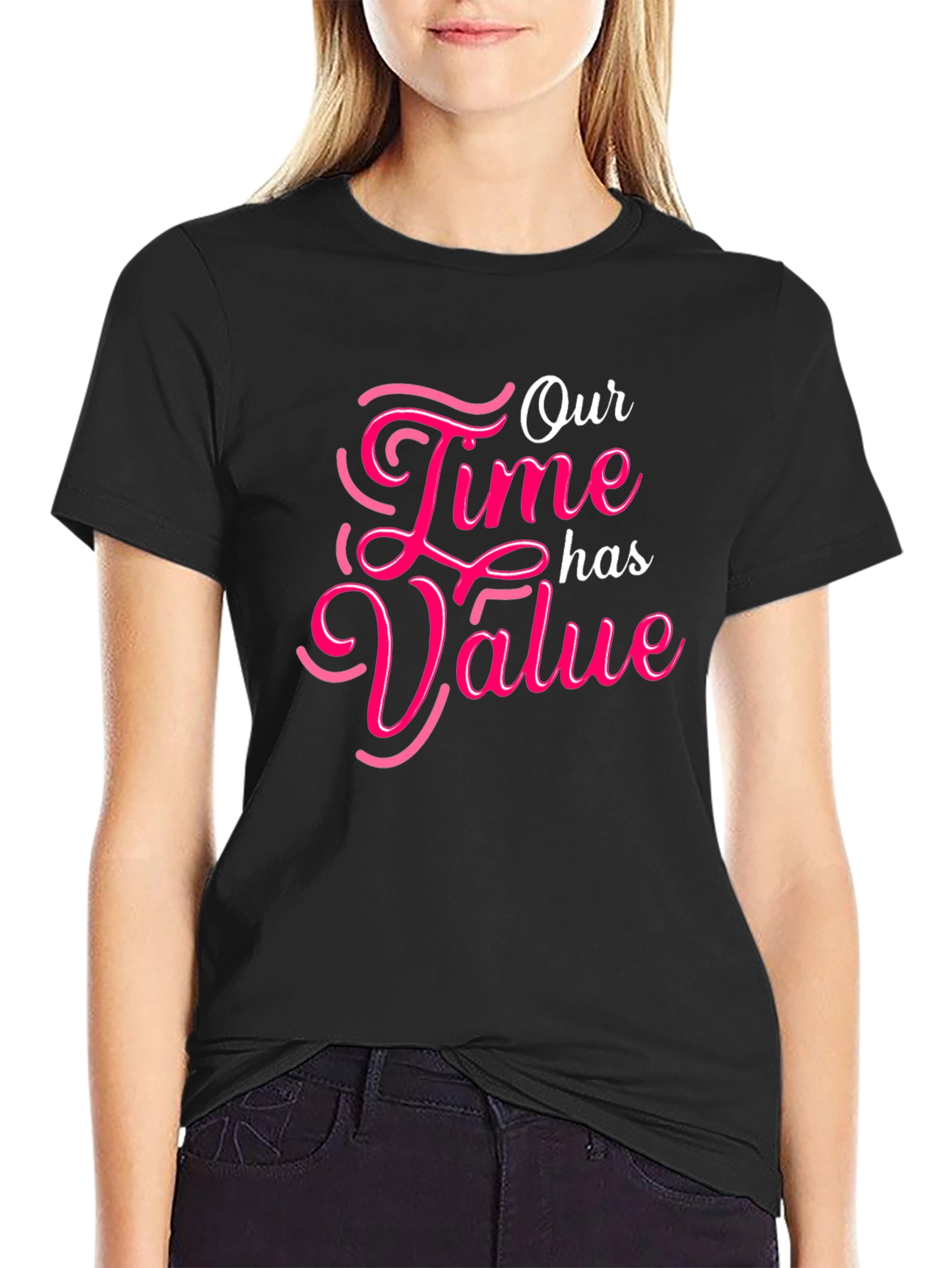 Black Our Time Has Value Black Graphic Tee view 2