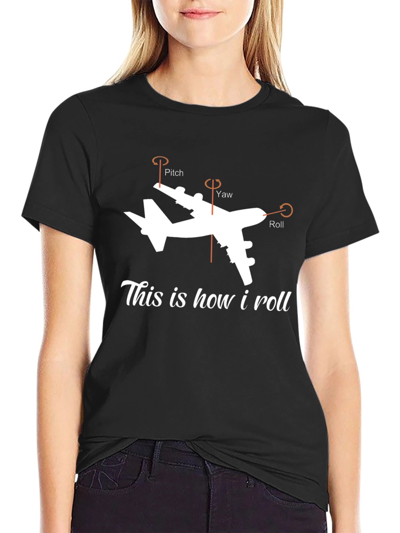 Black Aviation Humor Tee - This is How I Roll Airplane Shirt view 2