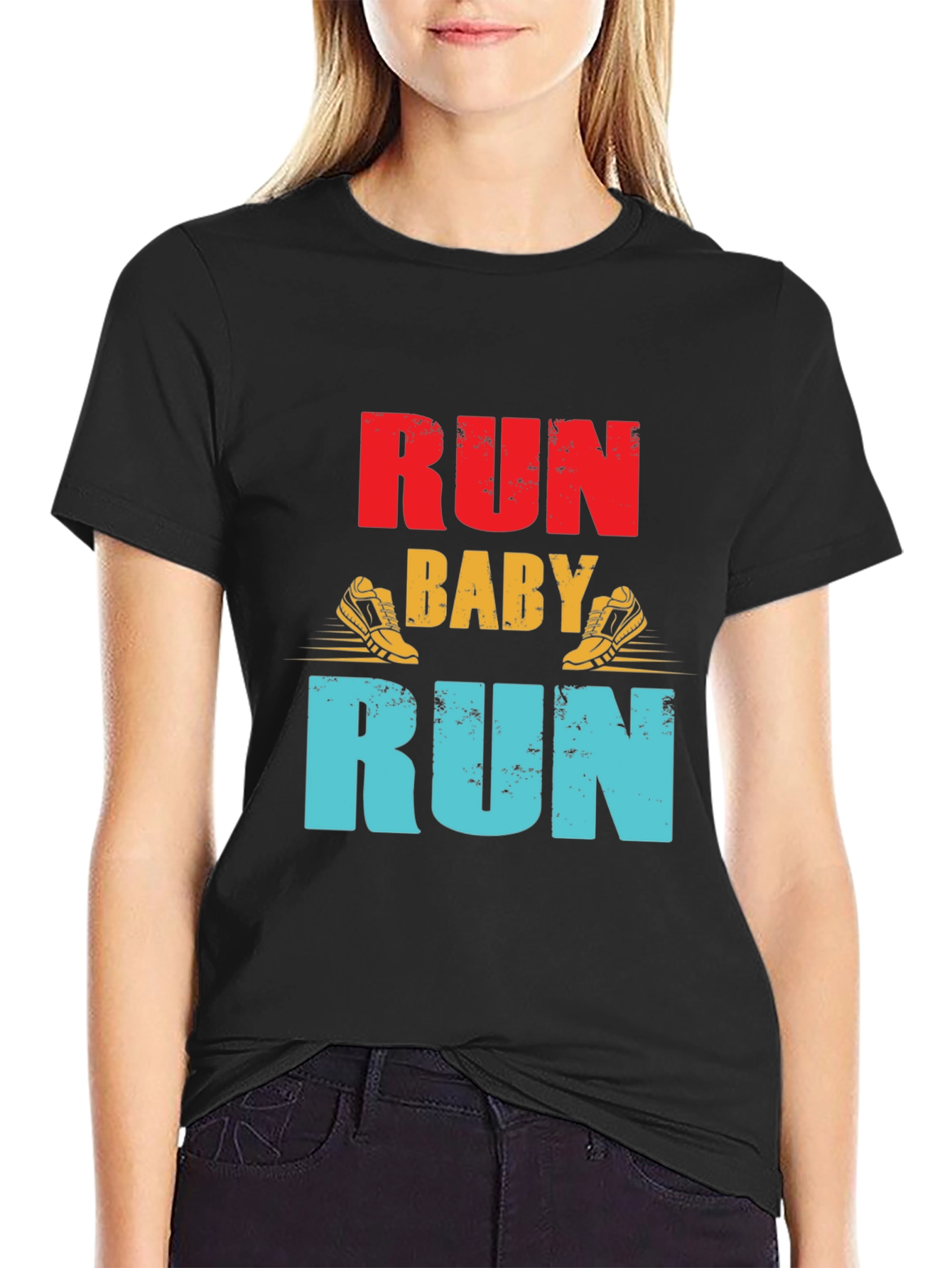 Black Run Baby Run Graphic T-Shirt view 2
