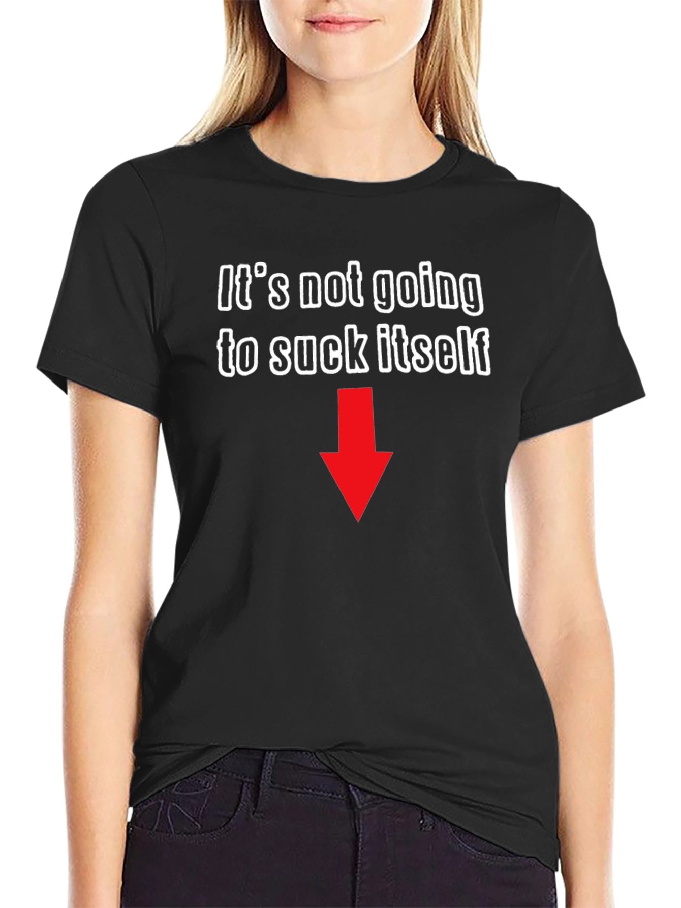 Black Humorous Graphic T-Shirt - It's Not Going To Suck Itself view 2
