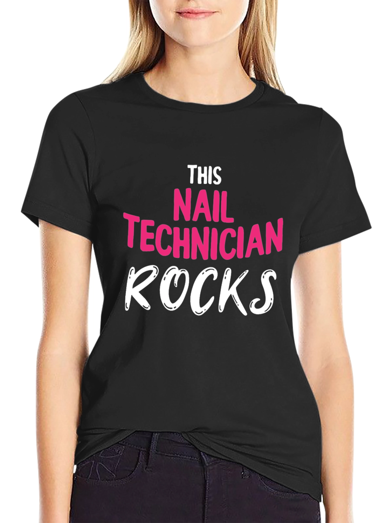 Black Nail Technician Rocks T-Shirt - Unisex view 2