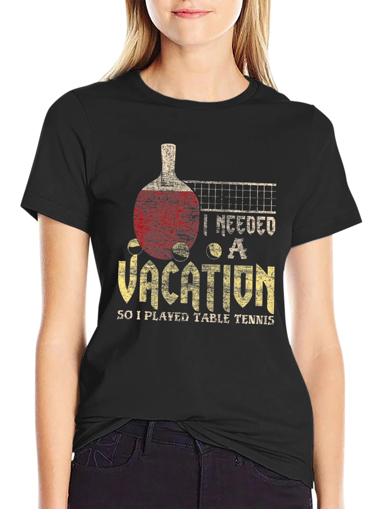 Black Vacation Table Tennis T-Shirt view 2
