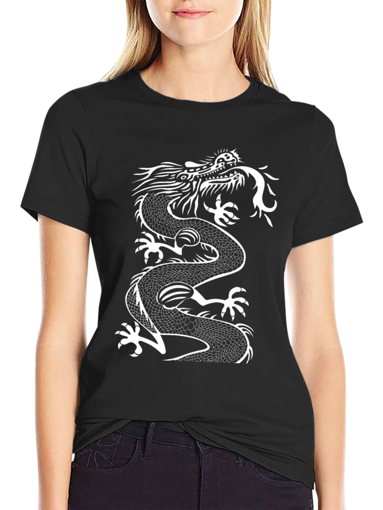 Black Dragon Graphic Tee - Men's Black Cotton T-Shirt view 2