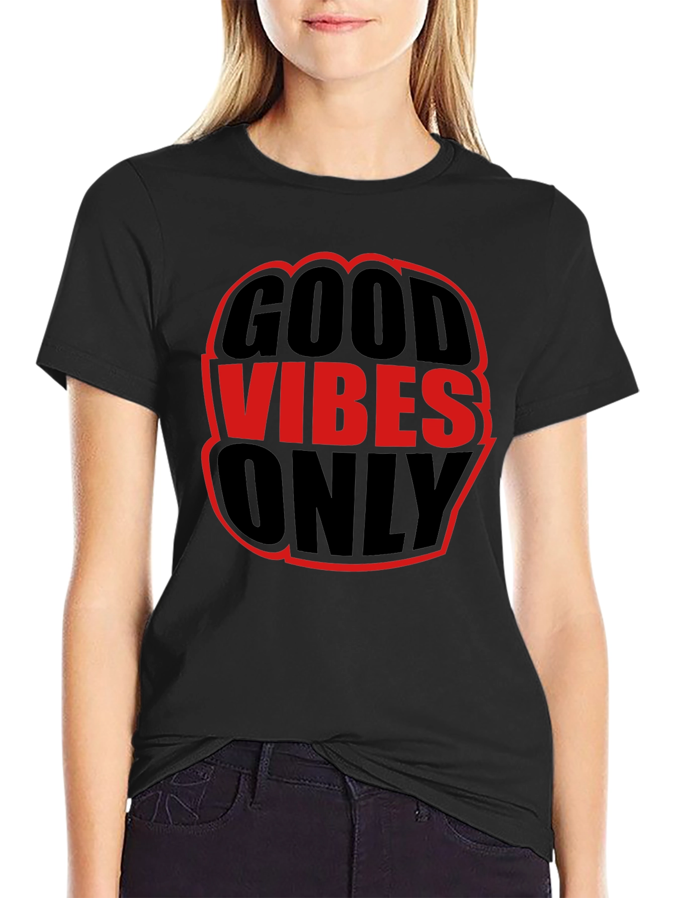 Black Good Vibes Only Graphic Tee - Black view 2