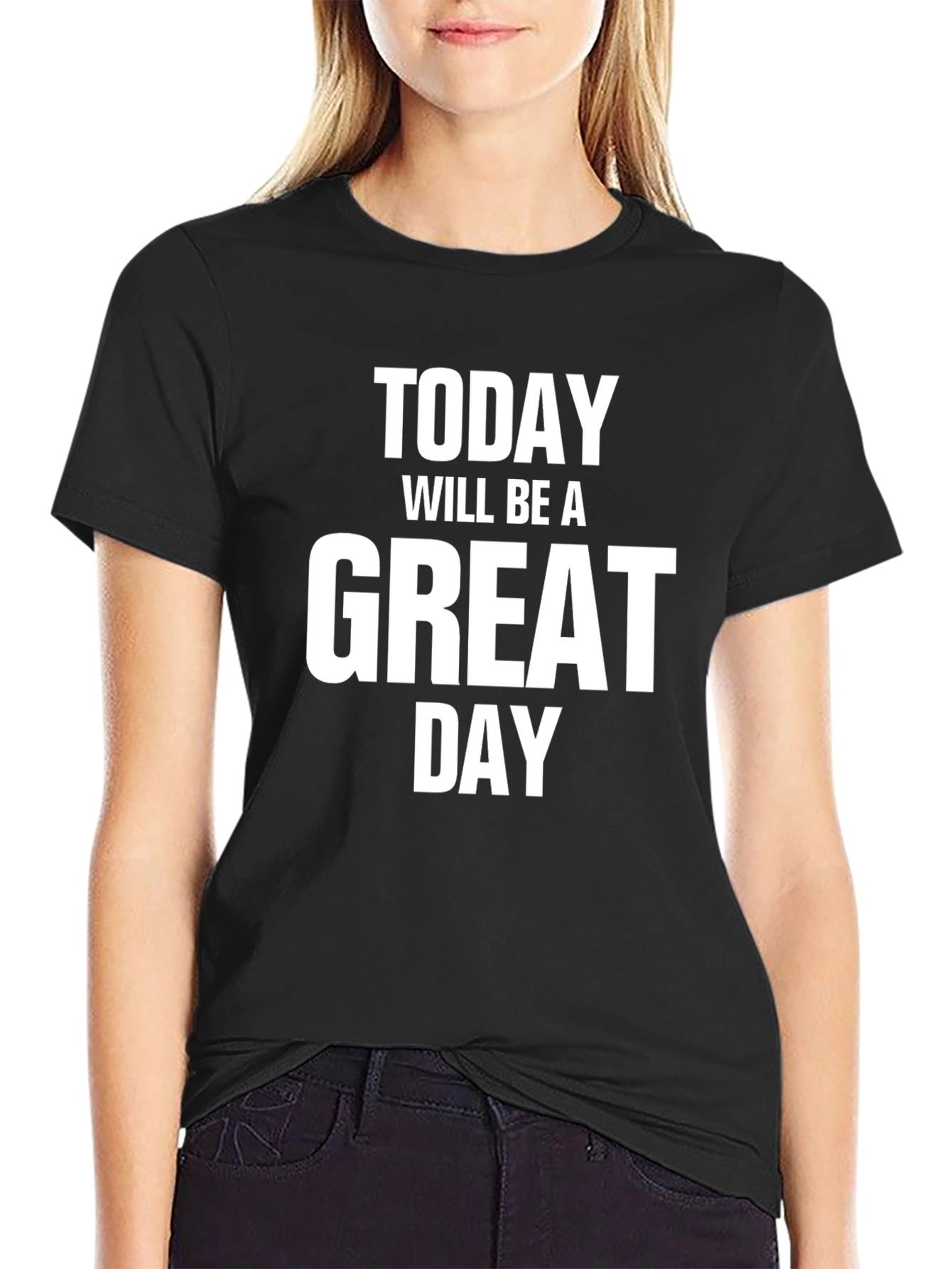 Black Great Day T-Shirt - Motivational & Stylish view 2
