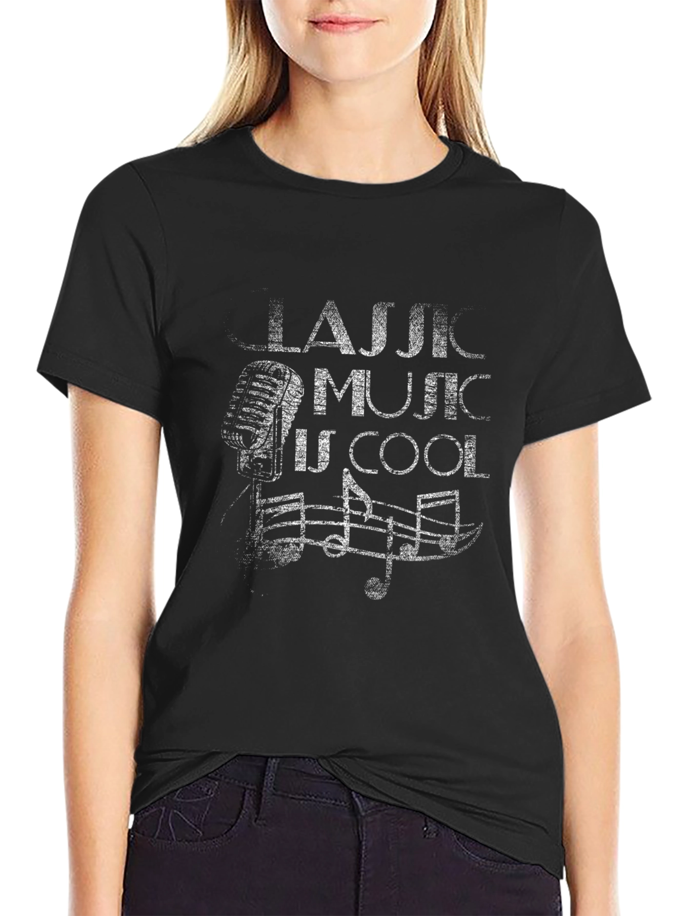 Black Classic Music Is Cool Black T-Shirt view 2