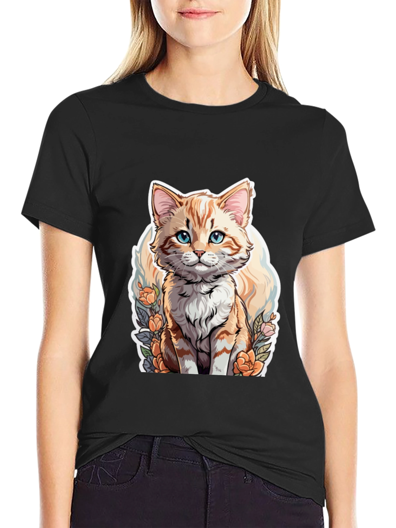 Black Cute Cat T-Shirt - Premium Comfort & Style view 2