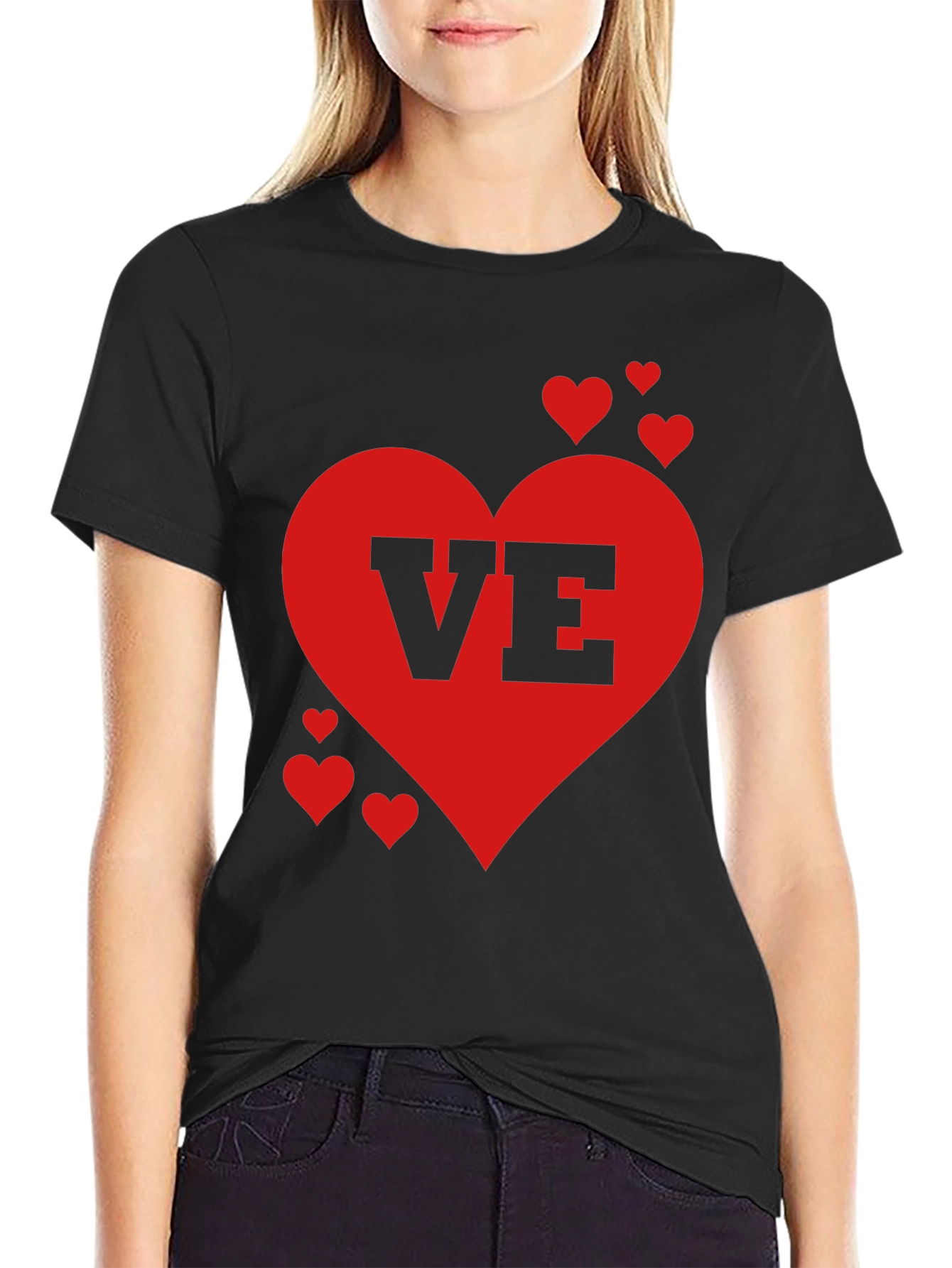 Black Love Valentine's Day Heart Graphic Tee Shirt view 2