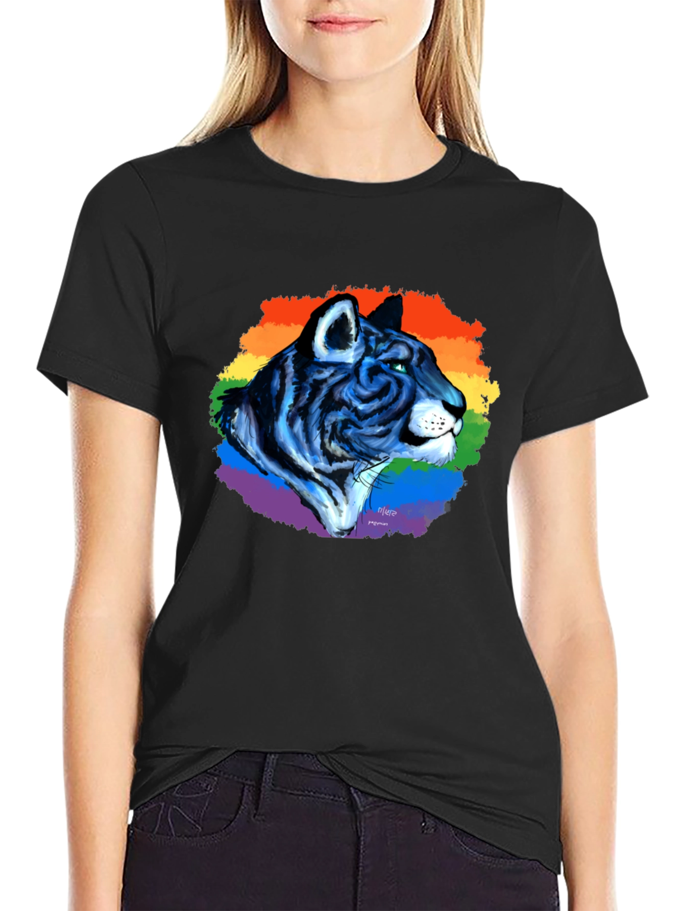 Black Rainbow Tiger Graphic Tee - Pride T-Shirt view 2