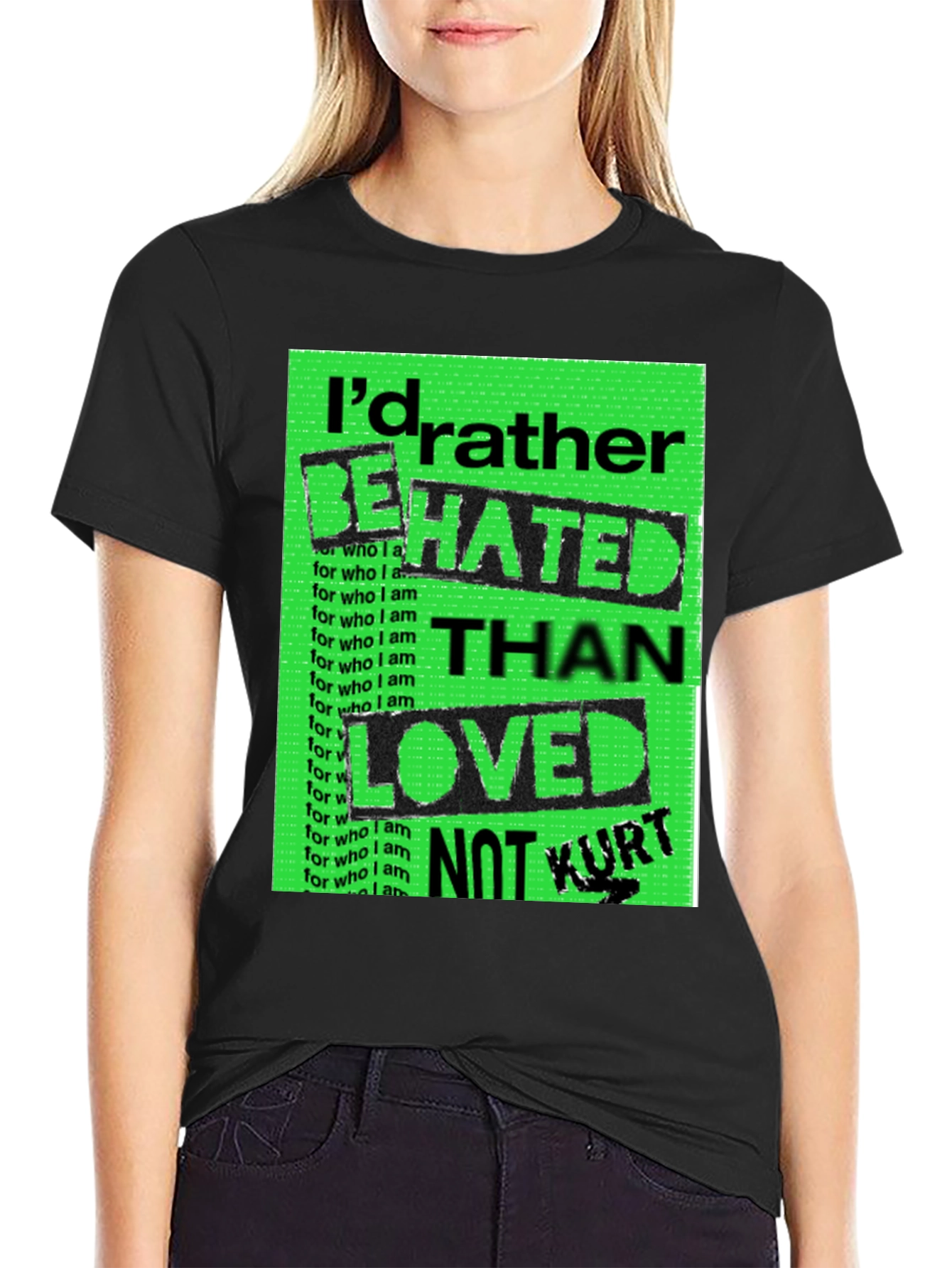 Black I'd Rather Be Hated Men's Graphic Tee view 2