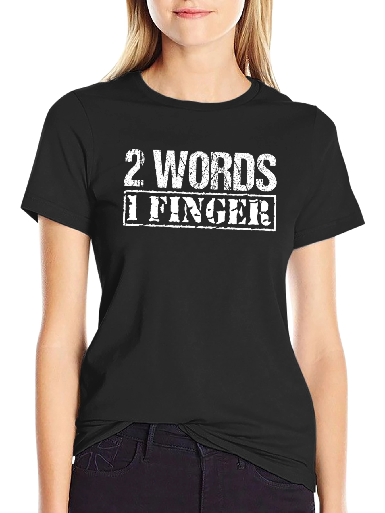 Black 2 Words 1 Finger Graphic Tee - Black view 2