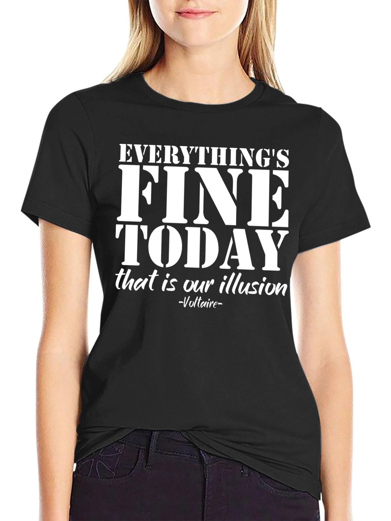 Black Everything's Fine Today T-Shirt view 2