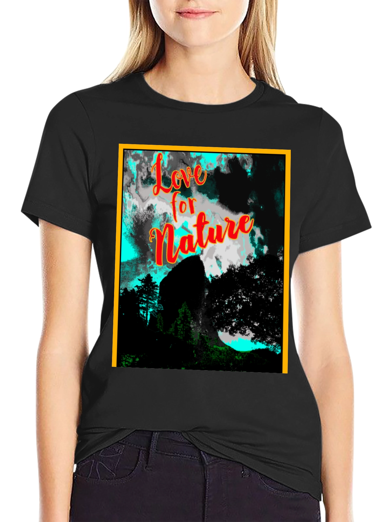 Black Nature Love Graphic Tee - Stylish & Unique view 2