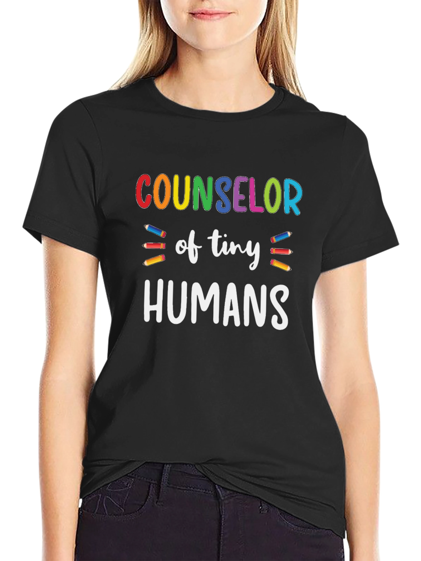 Black Counselor of Tiny Humans T-Shirt view 2