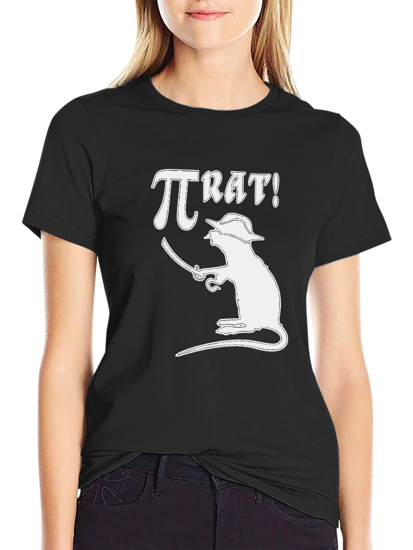 Black Pi Rat T-Shirt - Black Cotton Tee view 2