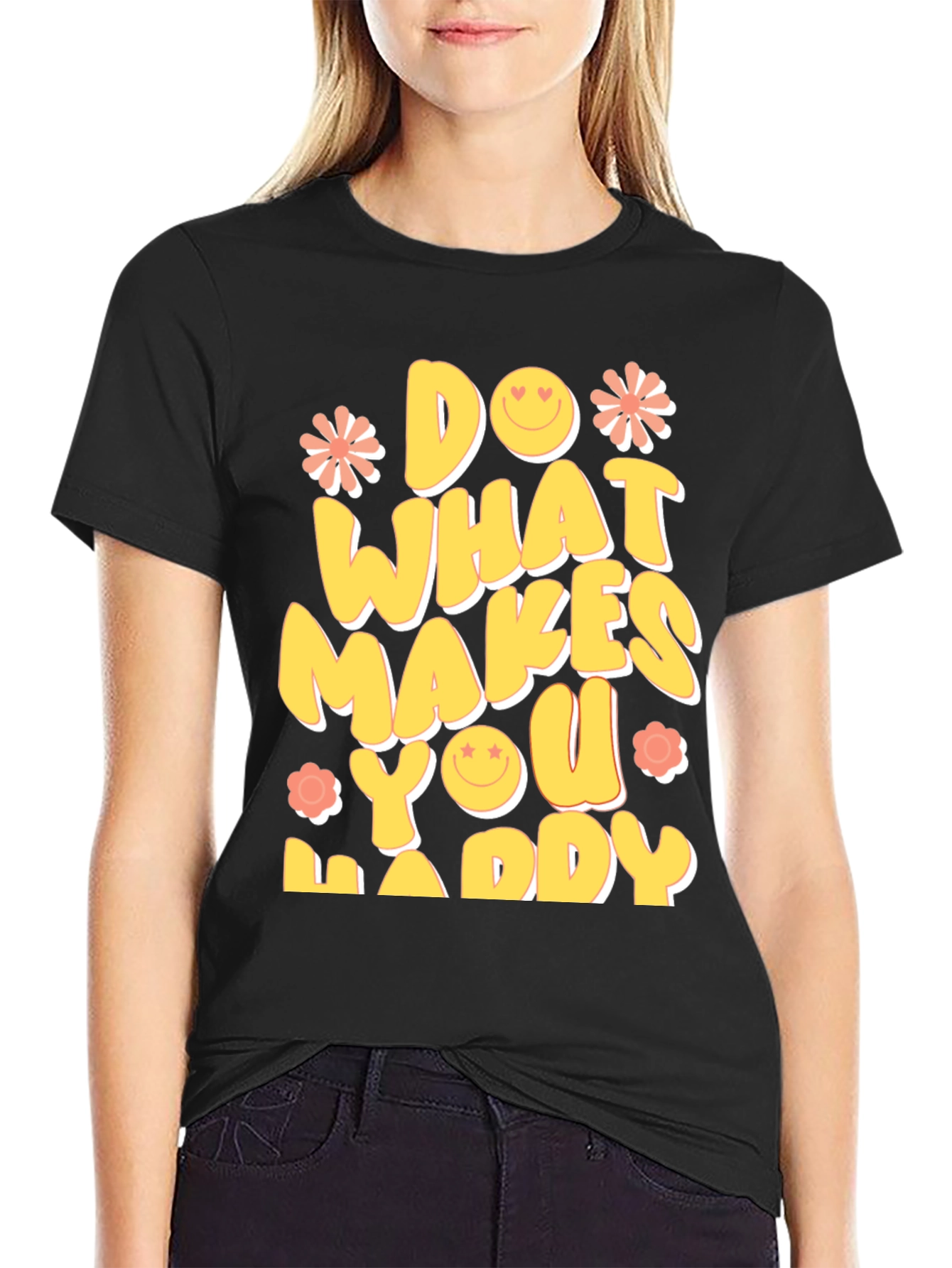 Black Do What Makes You Happy Graphic Tee view 2