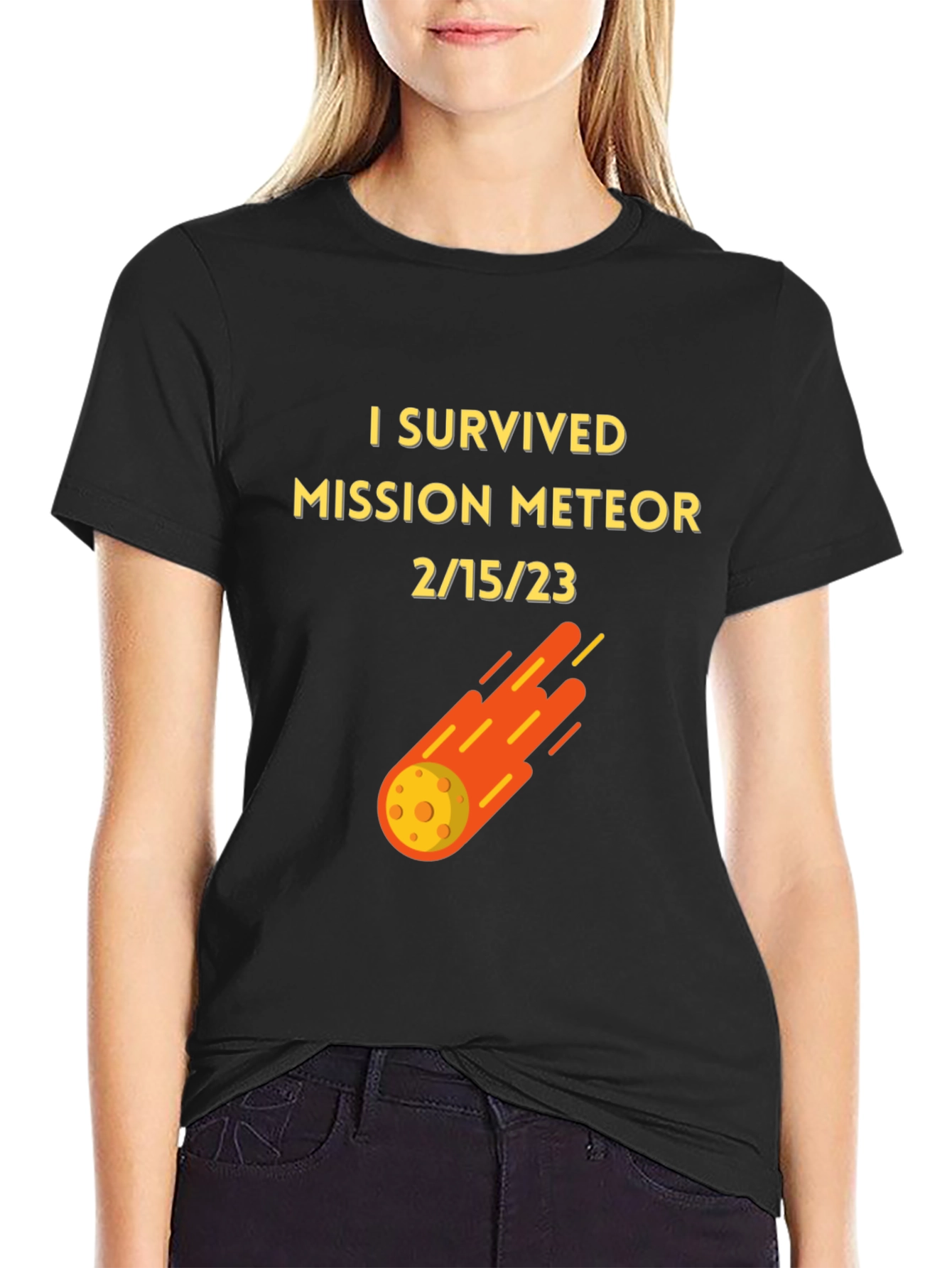 Black I Survived Mission Meteor Black T-Shirt view 2