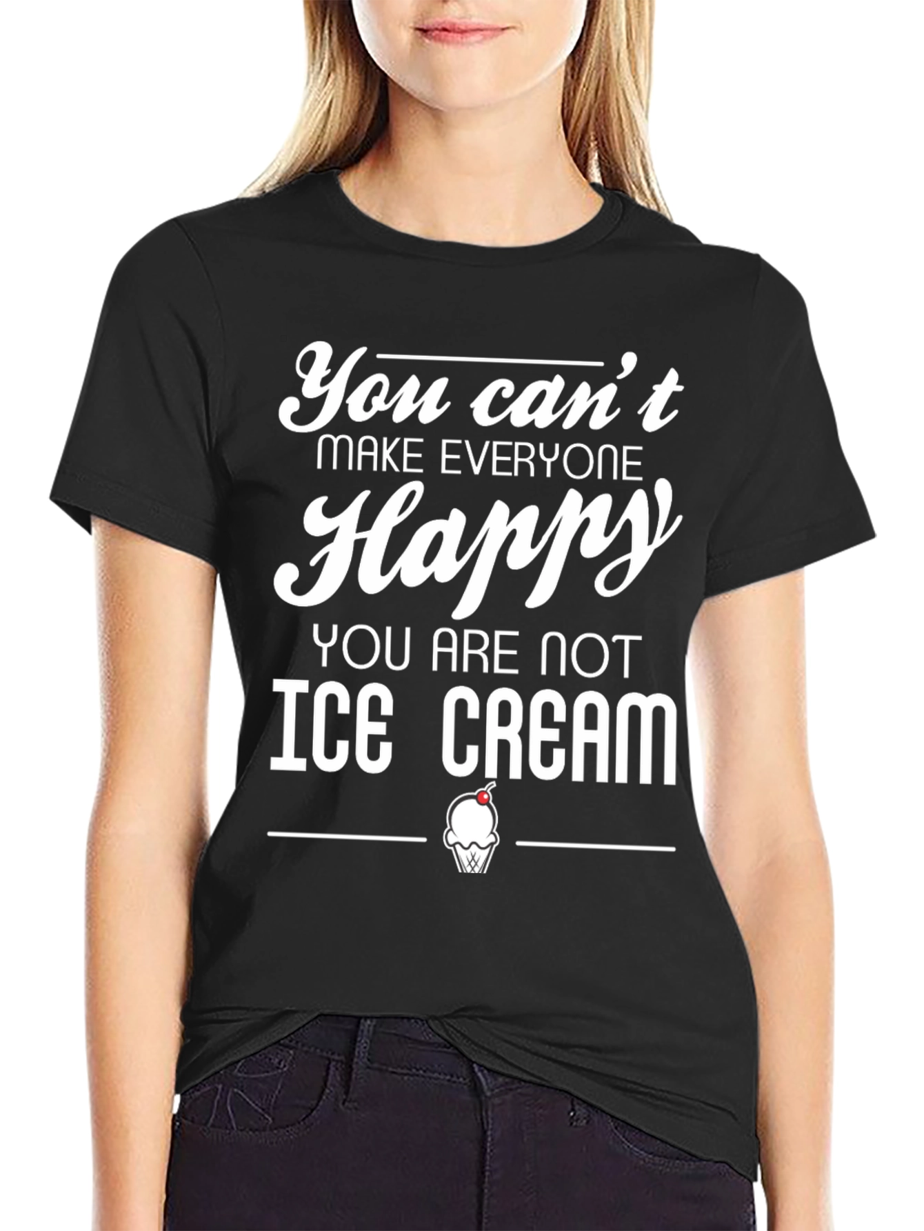Black Funny Ice Cream T-Shirt - Can't Make Everyone Happy view 2