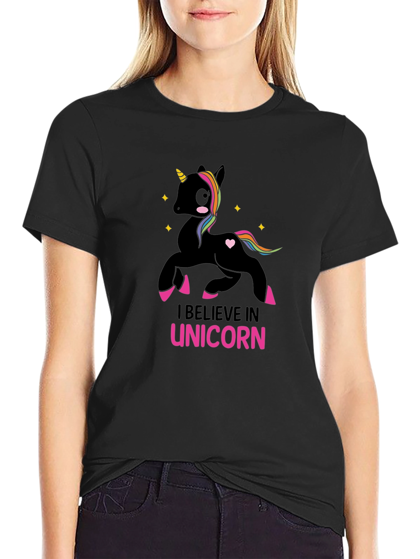 I Believe in Unicorn Black T-Shirt - 2