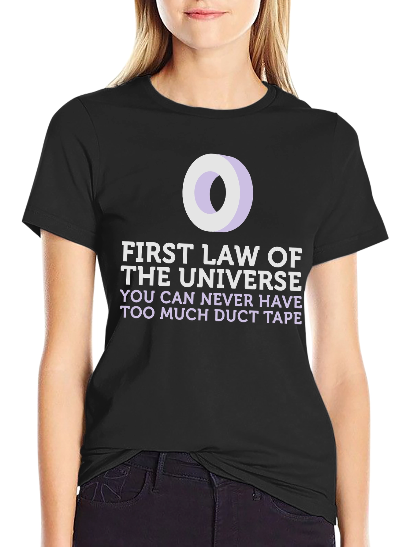 Black Duct Tape T-Shirt: First Law of the Universe Funny Tee view 2