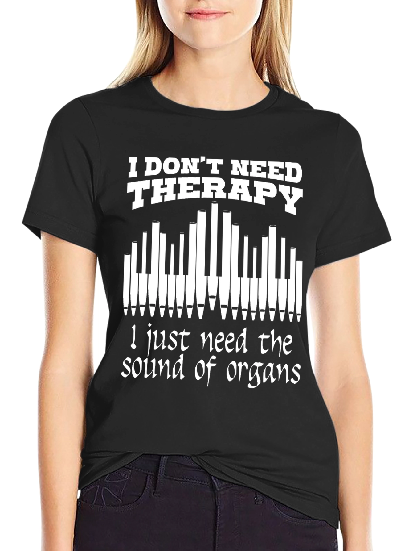 Black Organ Music Therapy T-Shirt view 2